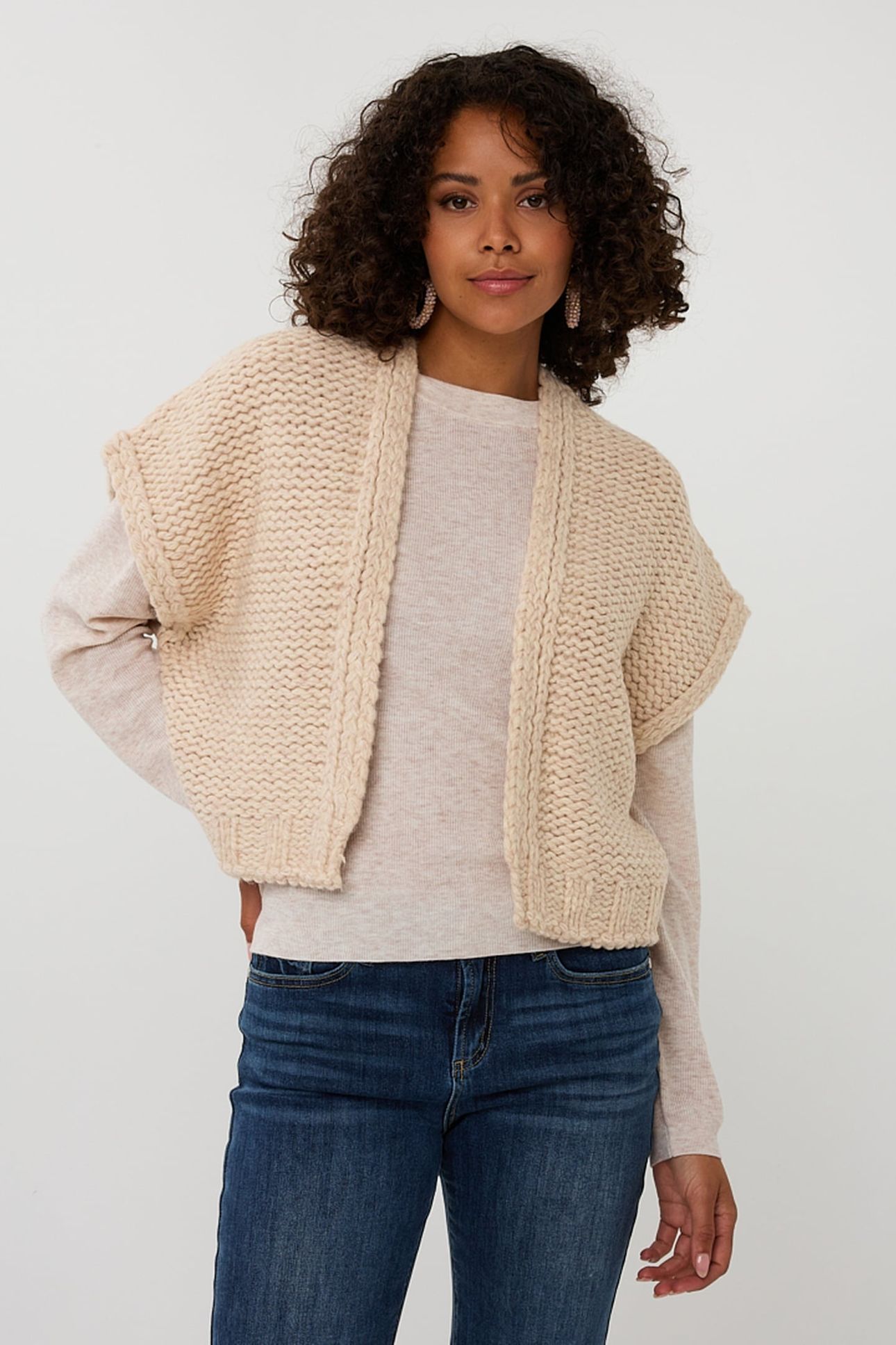 CARDIGAN GILET SAND MELANGE 2