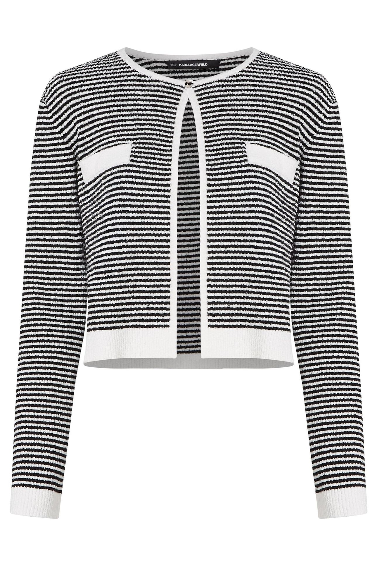IKON STRIPED KNIT CARDIGAN SMALL STRIPE BLACK-WHITE 4