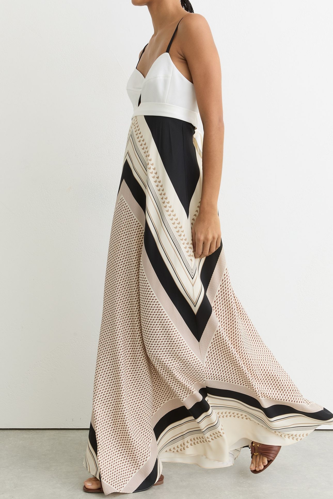 SCARF PRINTED MAXI DRESS IVORY/BLACK 4