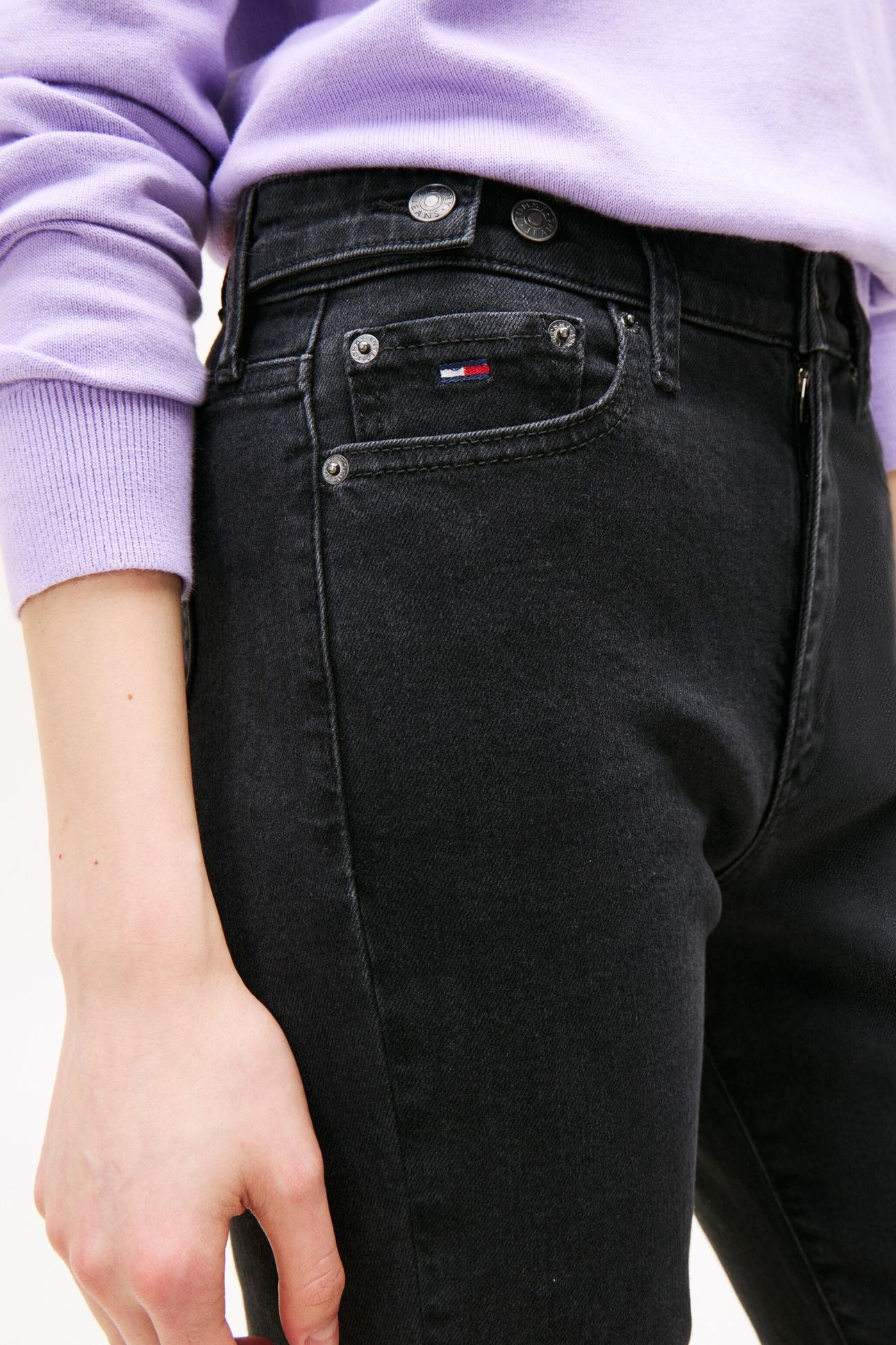 SYLVIA HIGH FLARE TAB DENIM WASHED BLACK BLACK 5