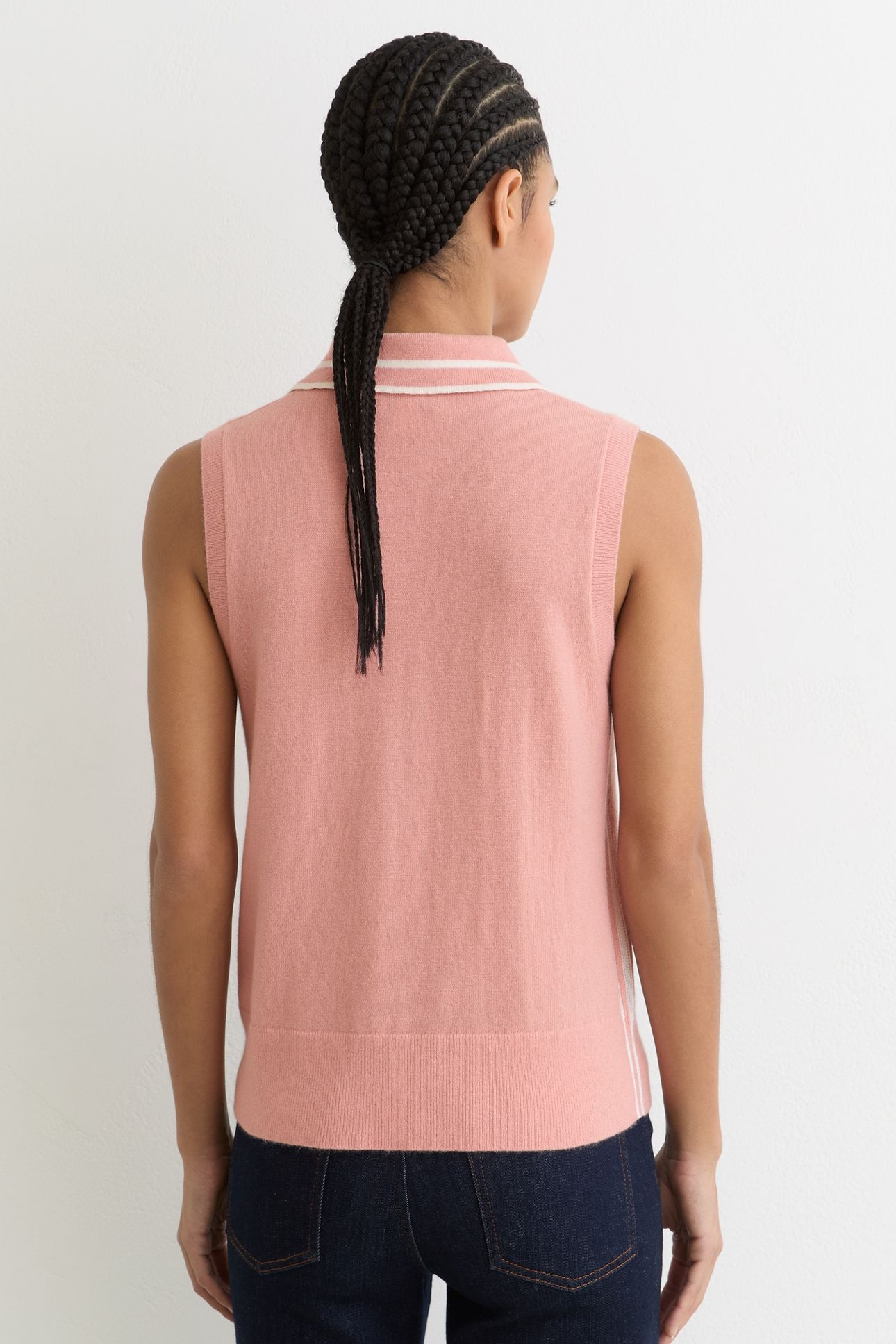 BUTTON POLO TOP PINK/IVORY 2