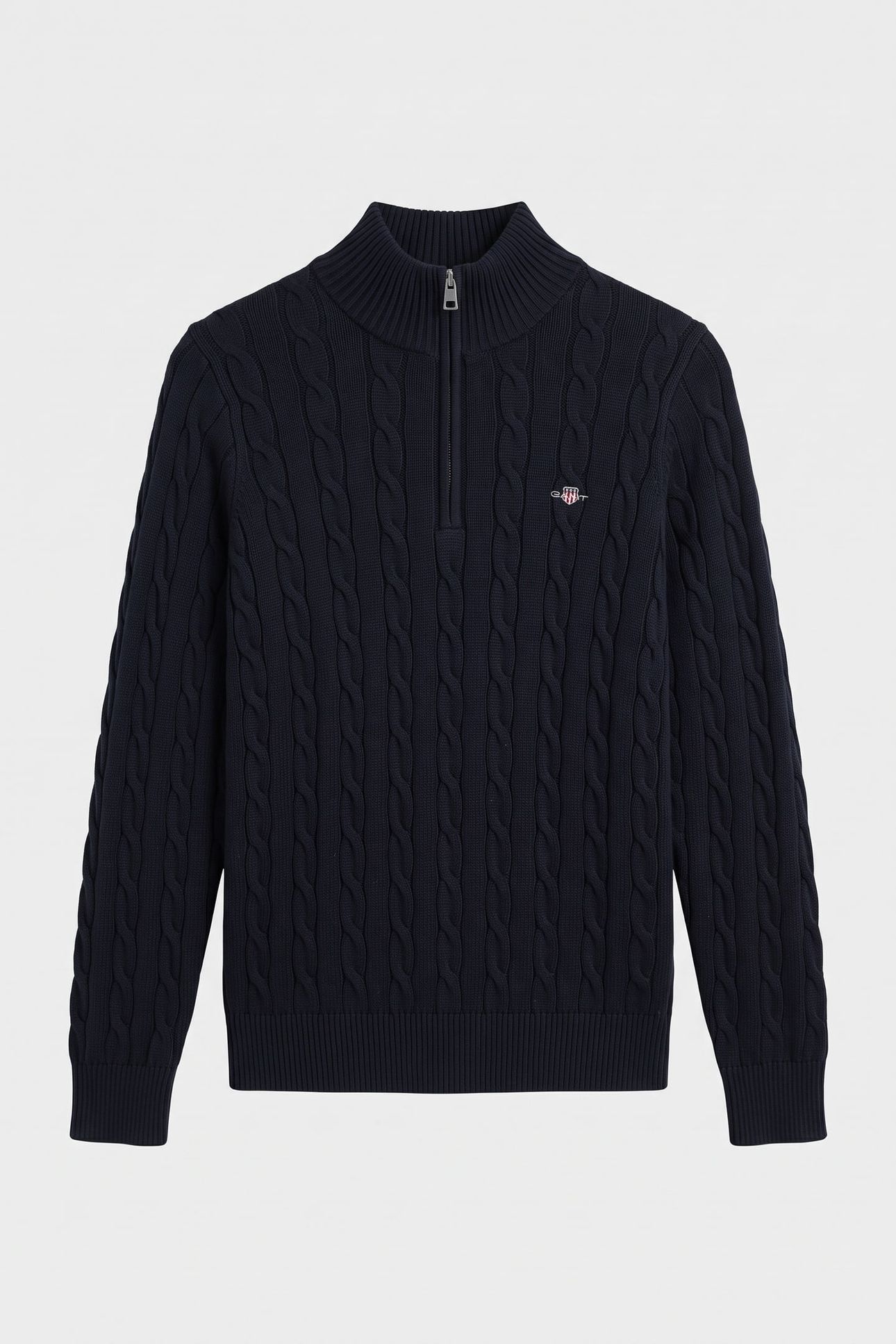 TEEN UNISEX COTTON CABLE HALF ZIP EVENING BLUE 2