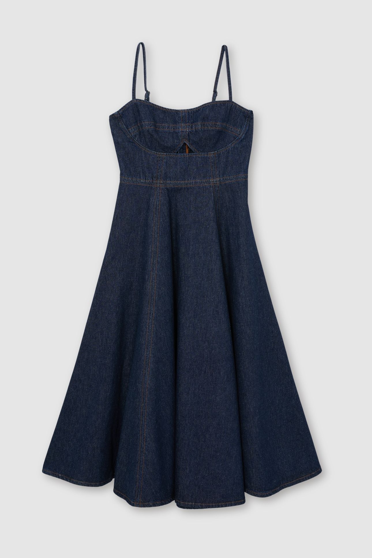 DENIM FIT AND FLARE MIDI DRESS INDIGO BLUE 3