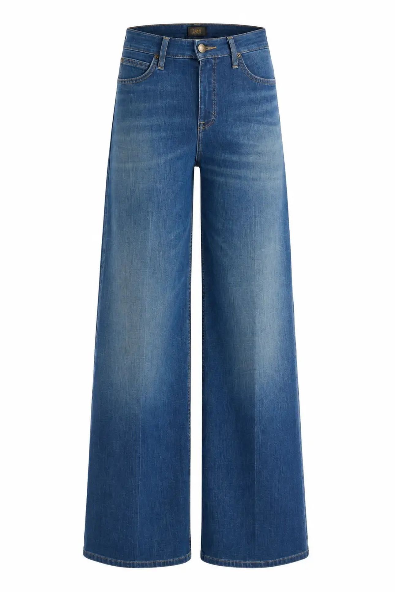 STELLA BLUE ARROW HIGH WAIST WIDE LEG JEANS DENIM BLUE 4