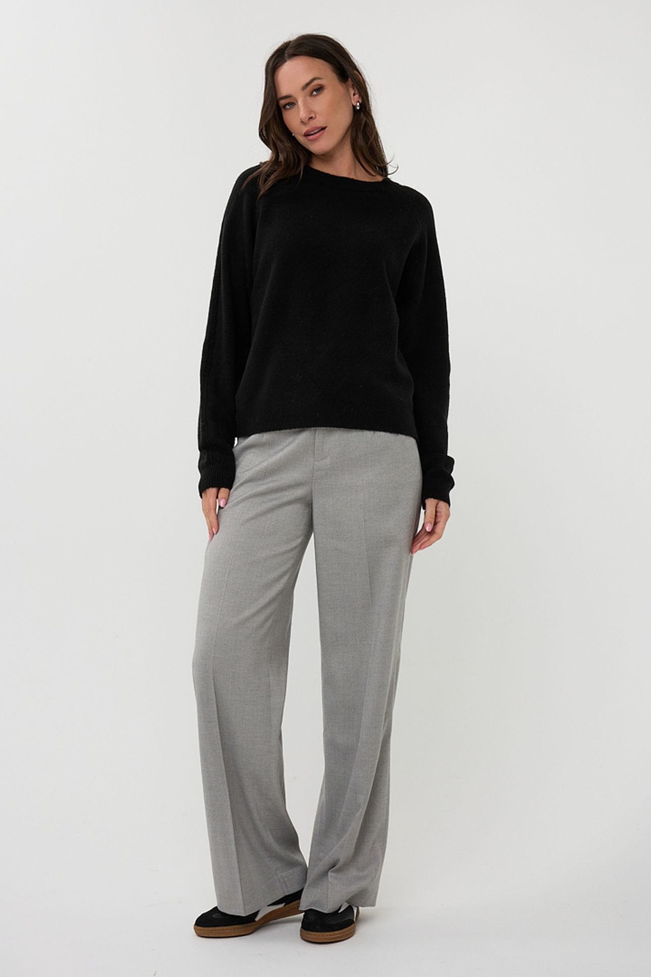 TROUSERS WIDE LEG LUREX LIGHT GREY MELANGE 2