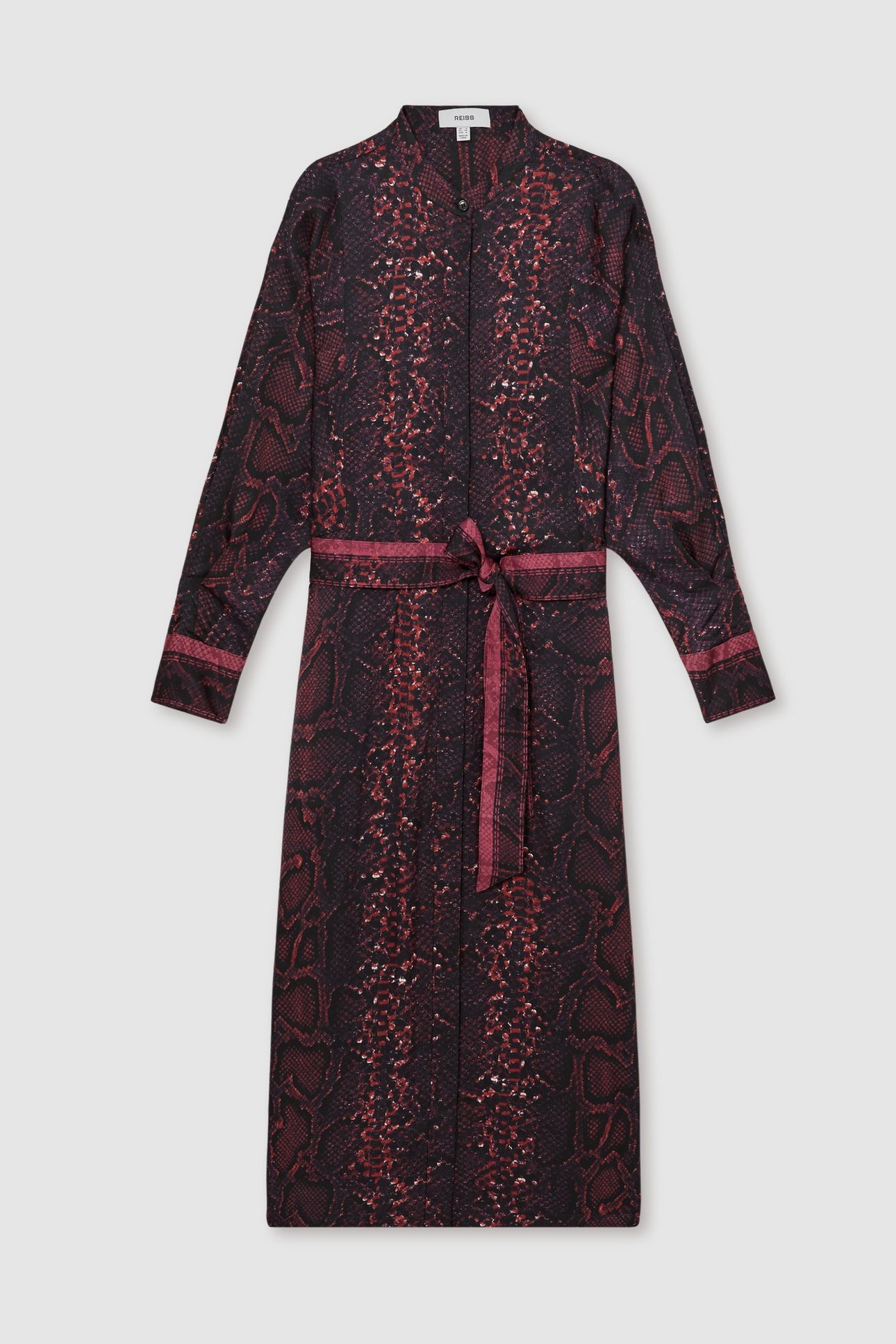 SNAKE PRINT MIDI DRESS BURGUNDY/BLACK 3