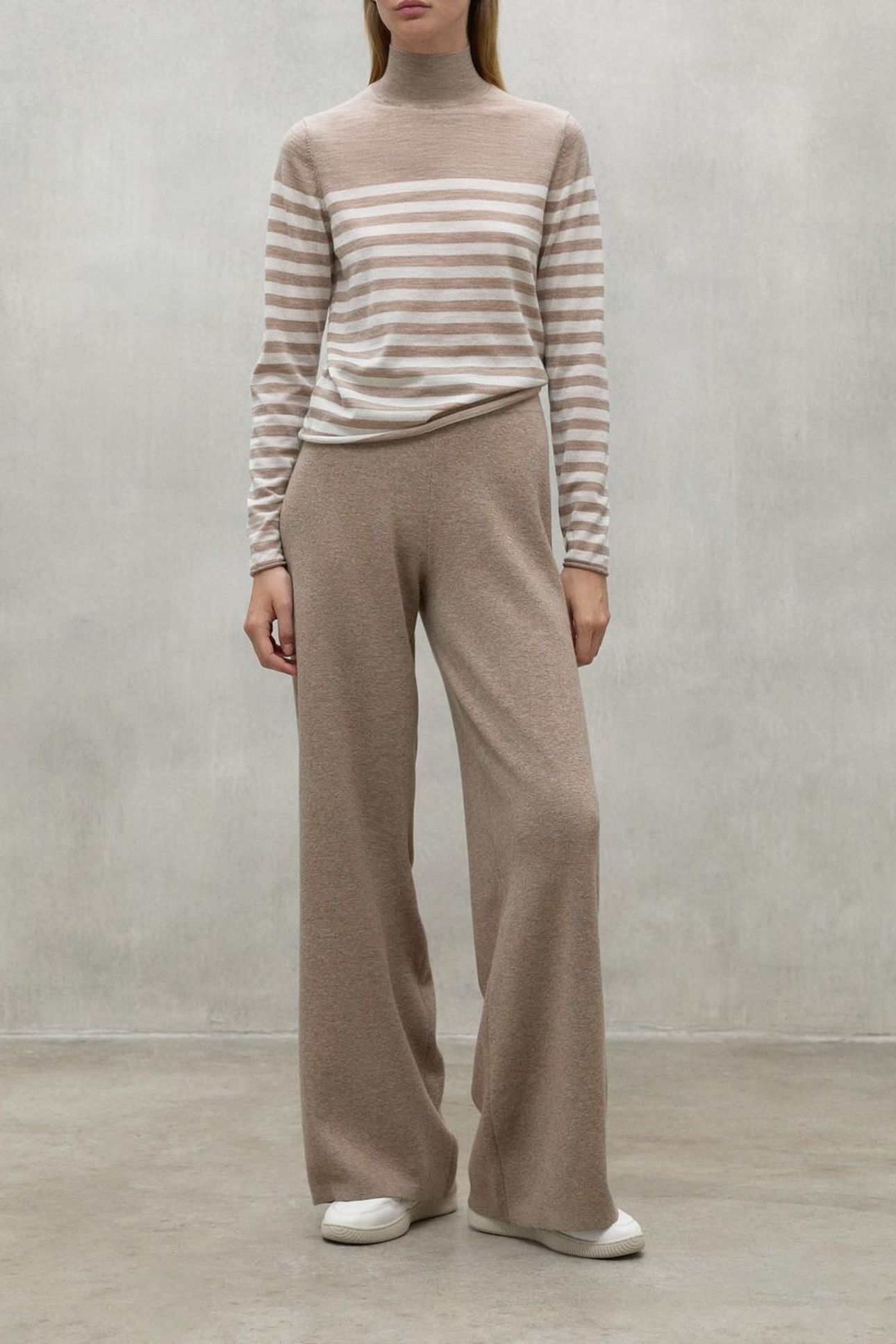 FAYAALF STRIPES KNIT DARK SAND MELANGE 3