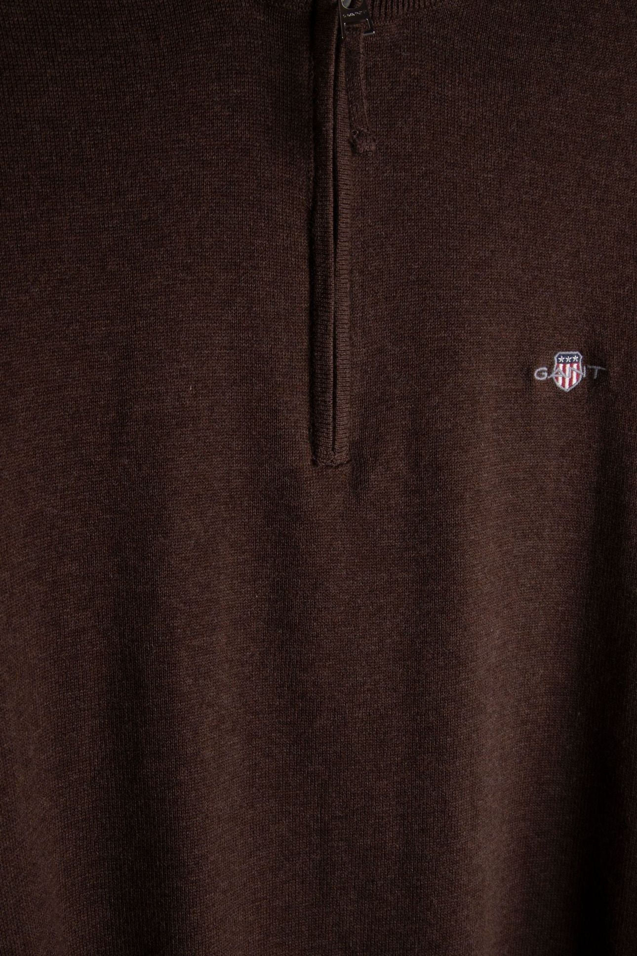CLASSIC COTTON HALF ZIP BROWN MELANGE 4