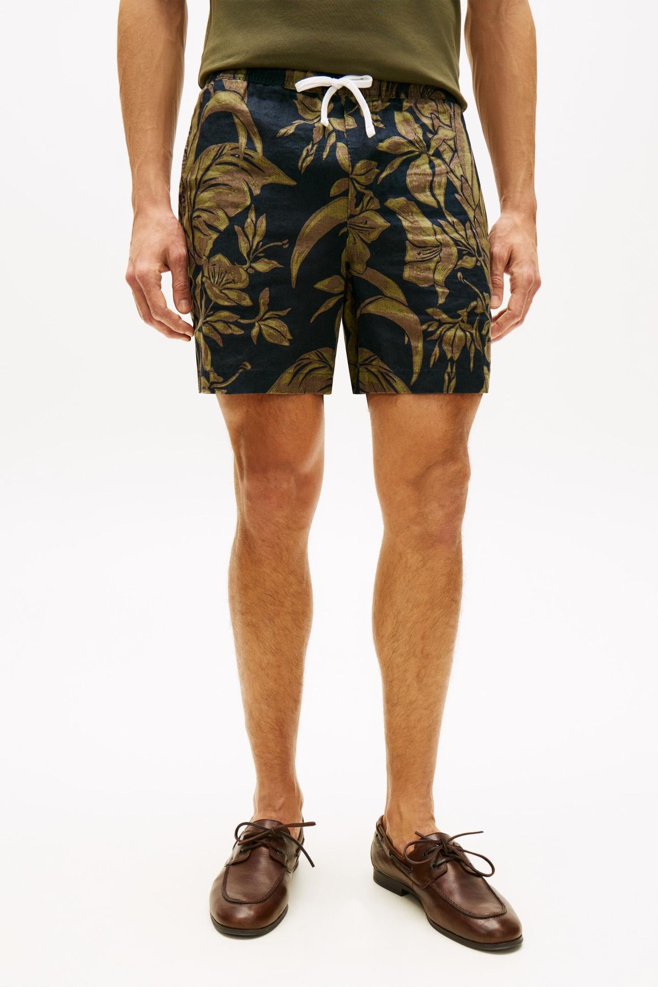 DOVER 6 PO LINEN SHORTS DARK NIGHT NAVY ALLOVER 3