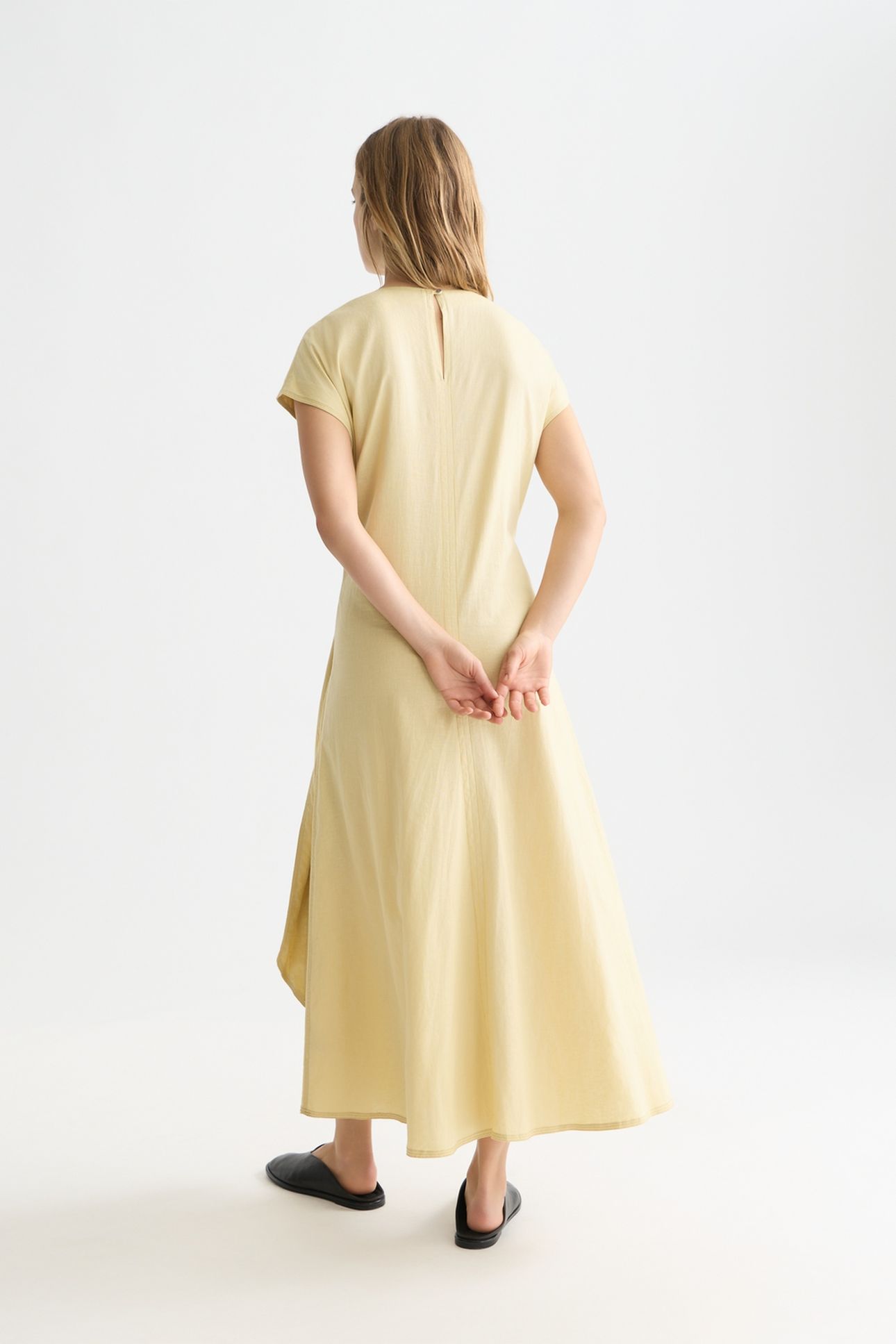 RELAXED LINEN BLEND ANKLE LENGTH TIE DRESS PARSNIP 2