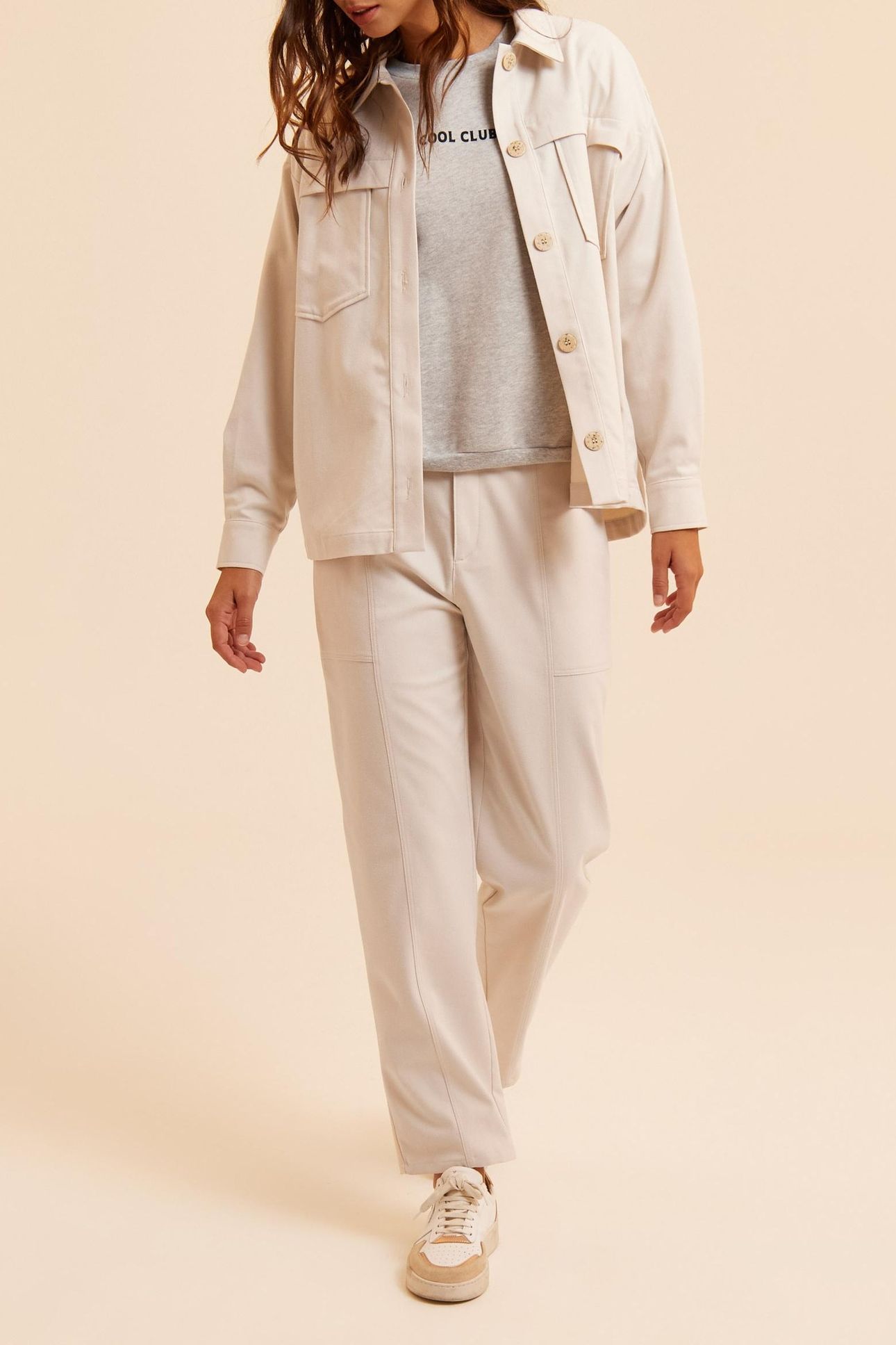 ECRU CARGO-STYLE STRAIGHT TROUSERS 3