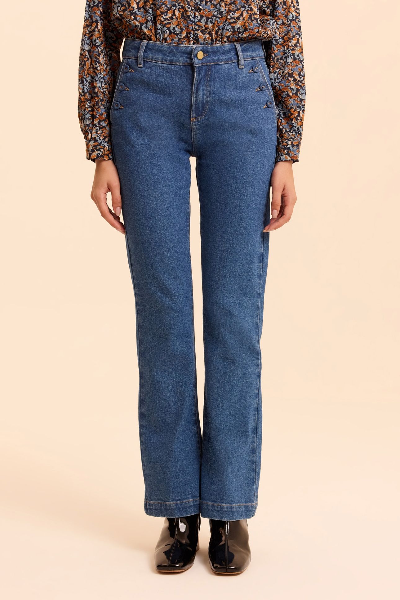 BLUE DROP FRONT-LOOK FLARED JEANS MARIE 1