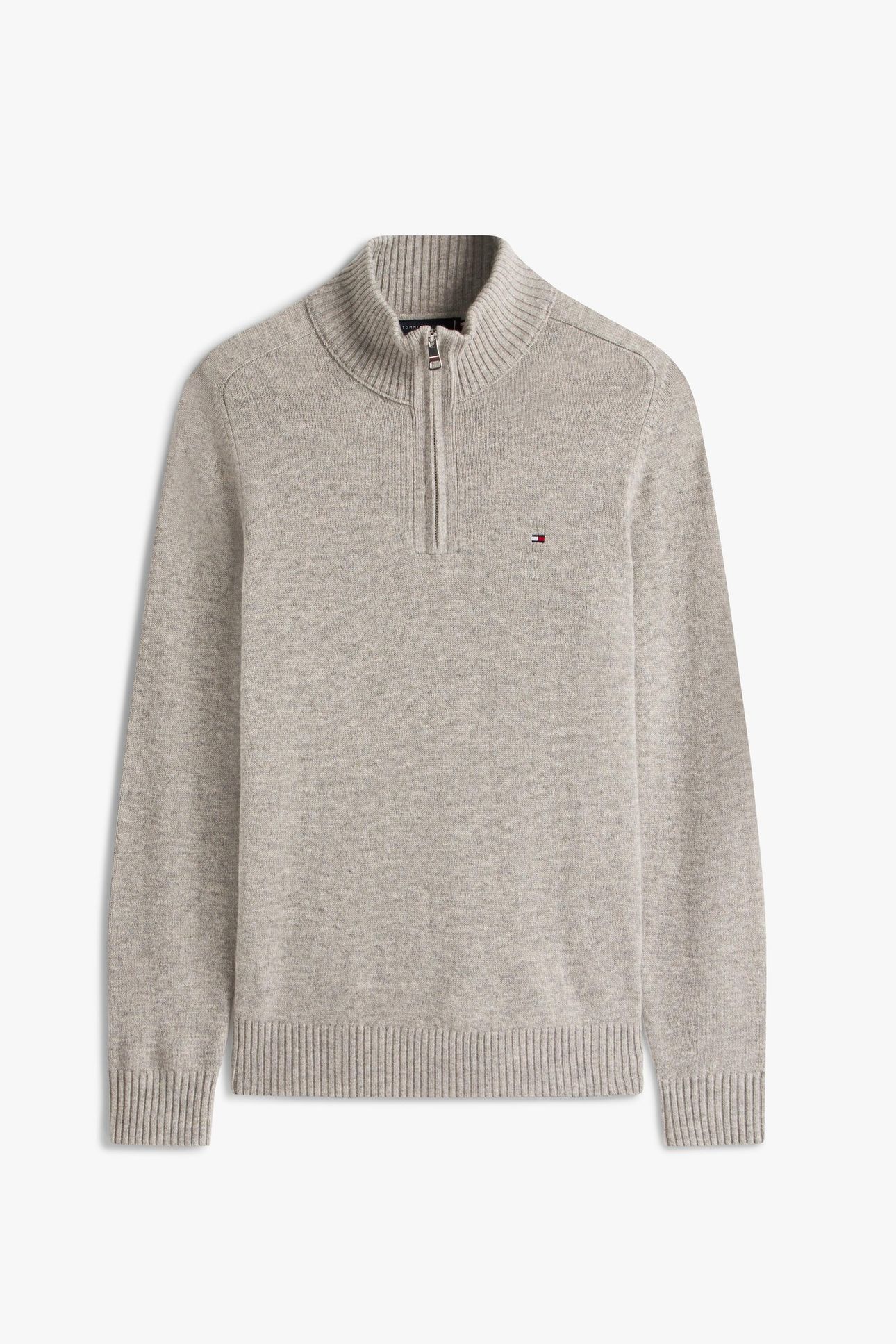 LAMBSWOOL ZIP MOCK LIGHT GREY HEATHER 10