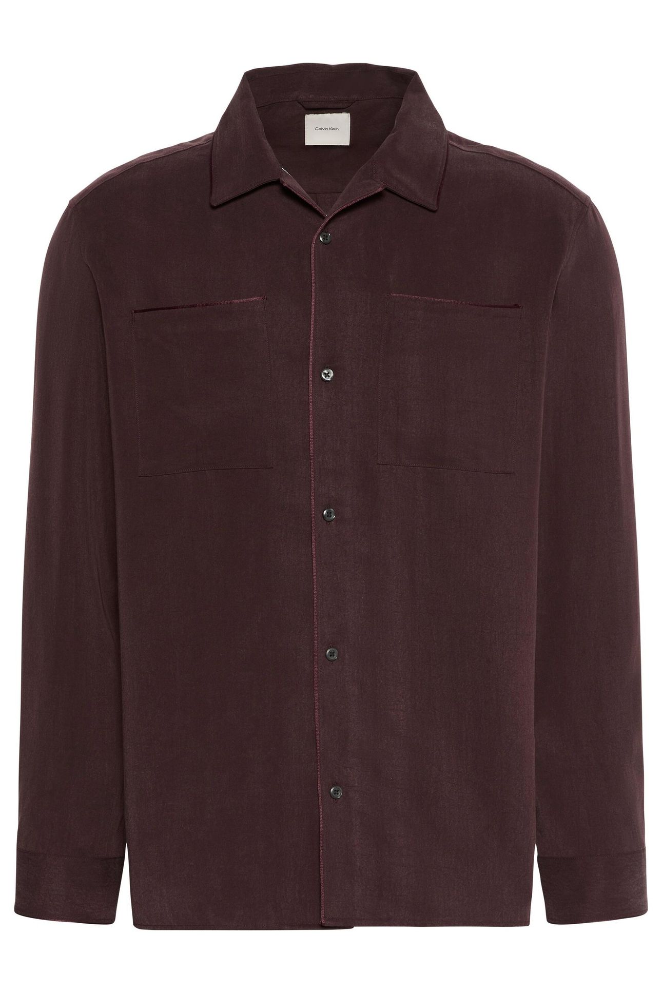 LS GLOSSY CAMP COLLAR SHIRT MOCHA BROWN 1
