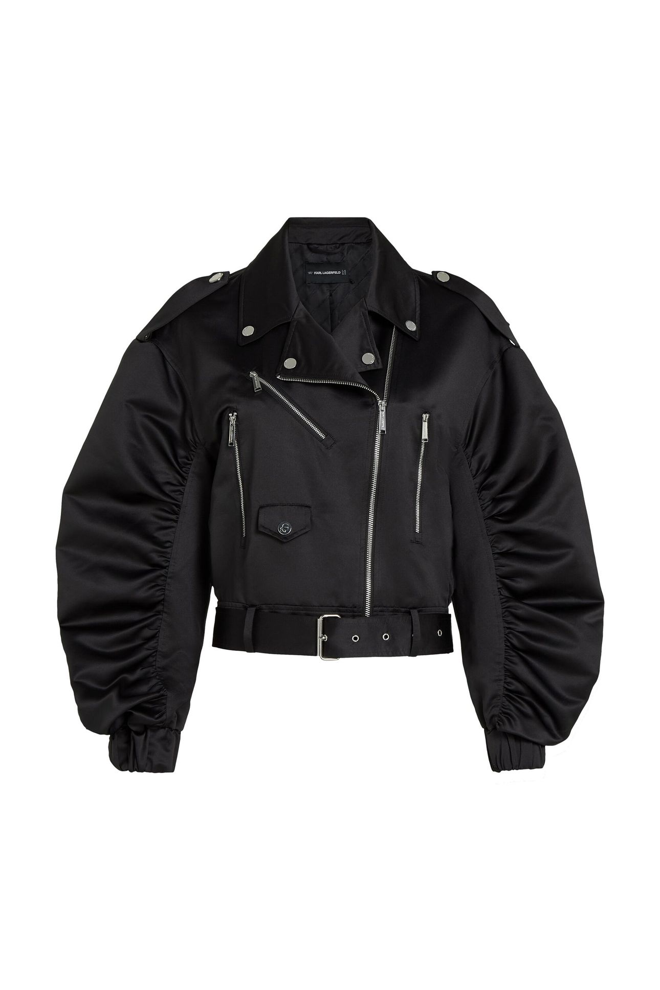 BIKER SATIN BOMBER BLACK 4