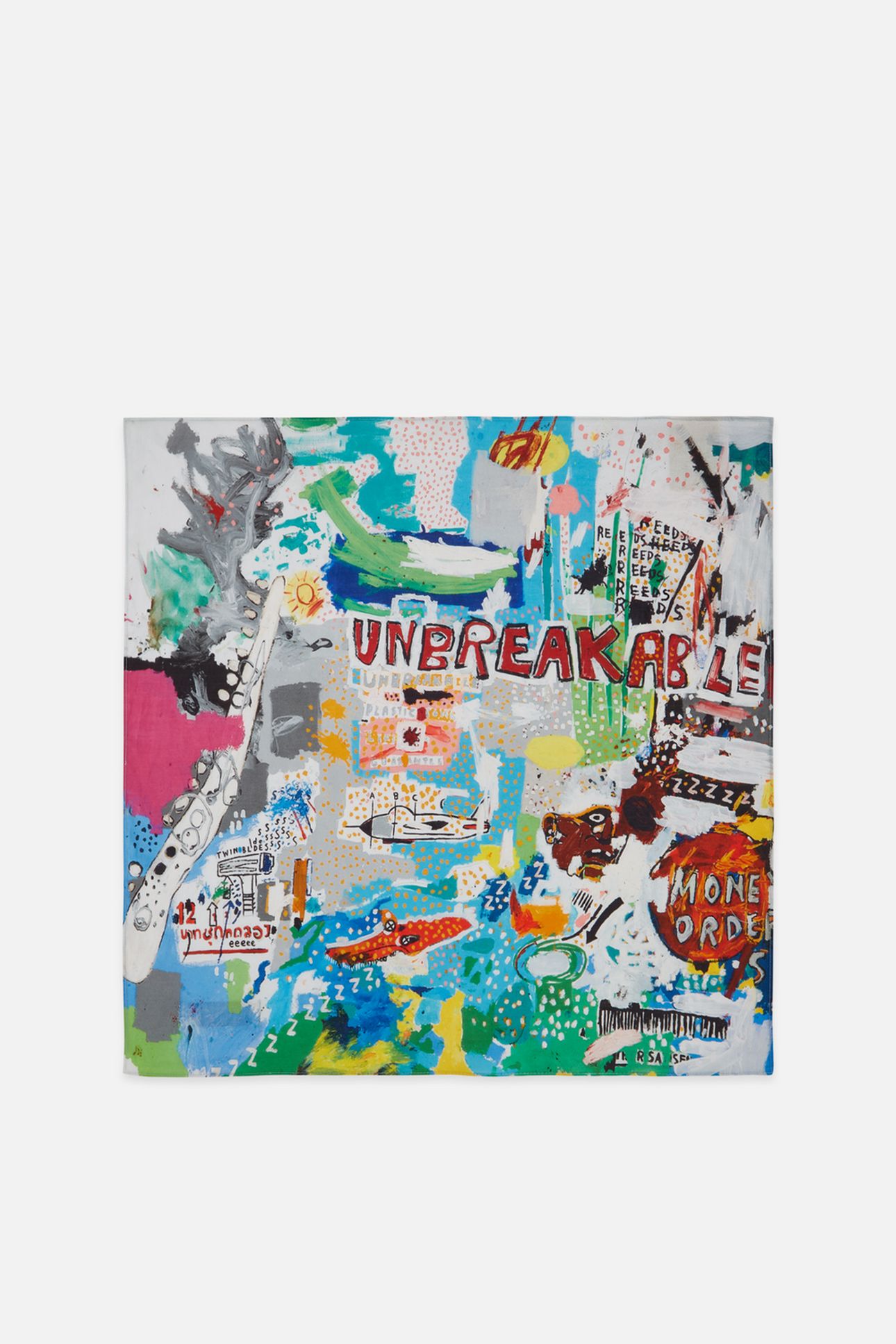 BASQUIAT PRINTED BANDANA WHITE/PASTEL 2