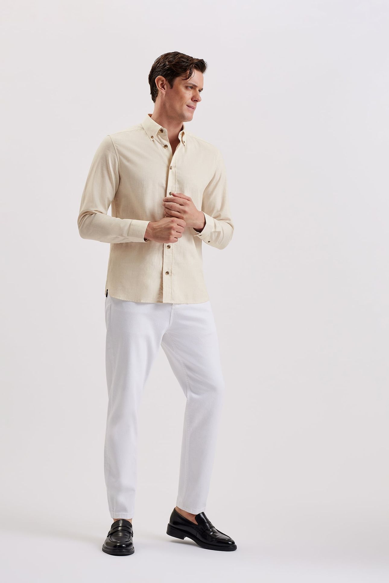 KILLYAN LS REGULAR BRUSHED COTTON SHIRT ECRU 2