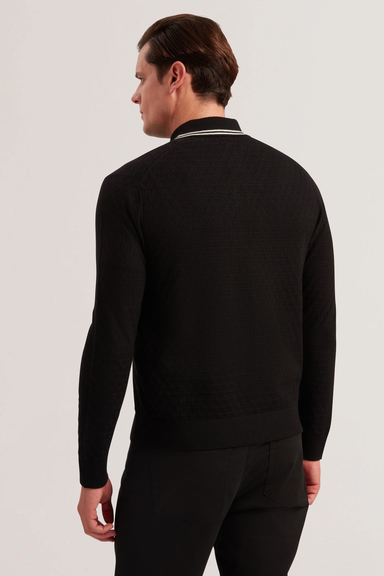 RODEN LS BUTTON THROUGH T STITCH SHIRT BLACK 2