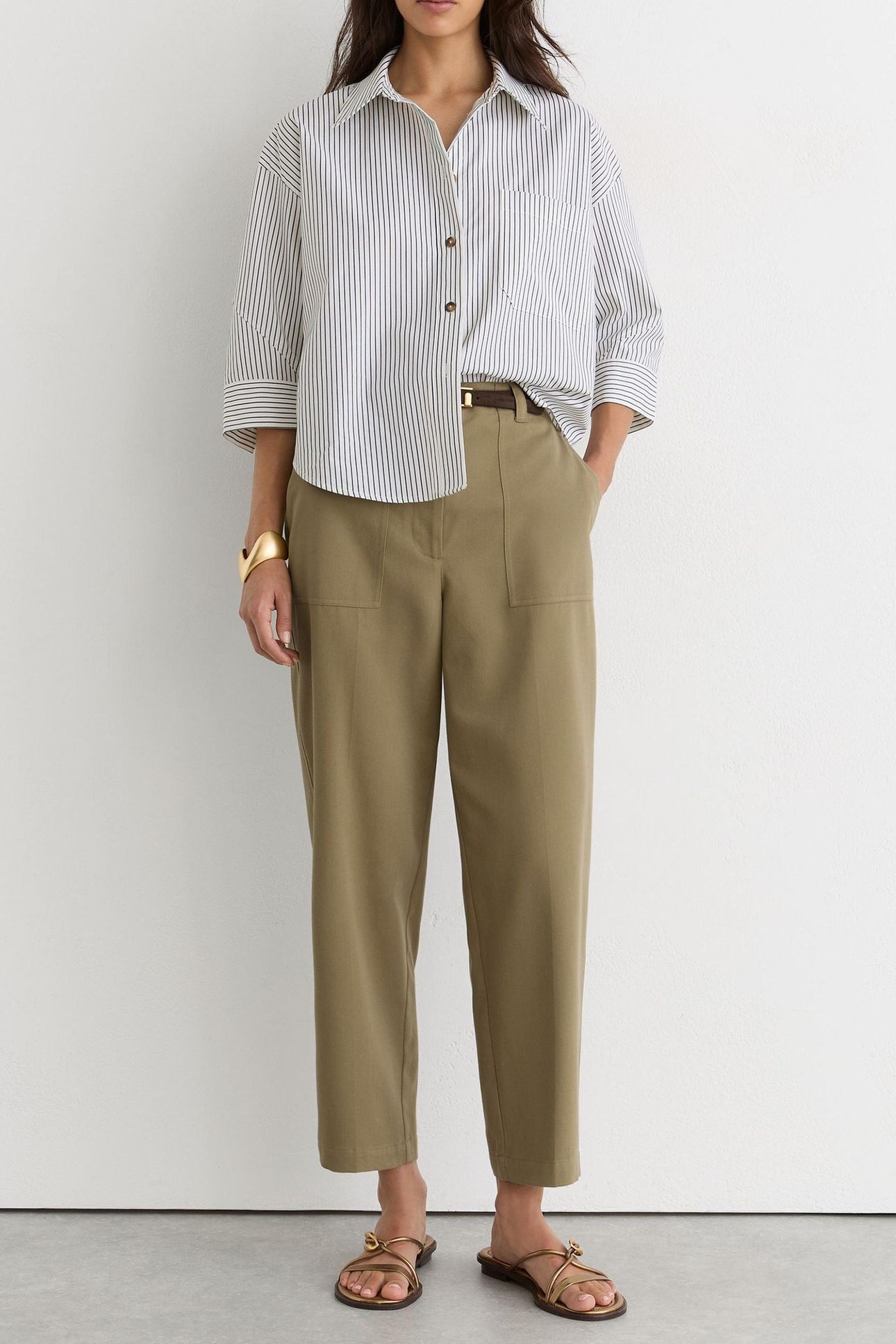 COTTON BLEND TAPER TROUSER KHAKI GREEN 4
