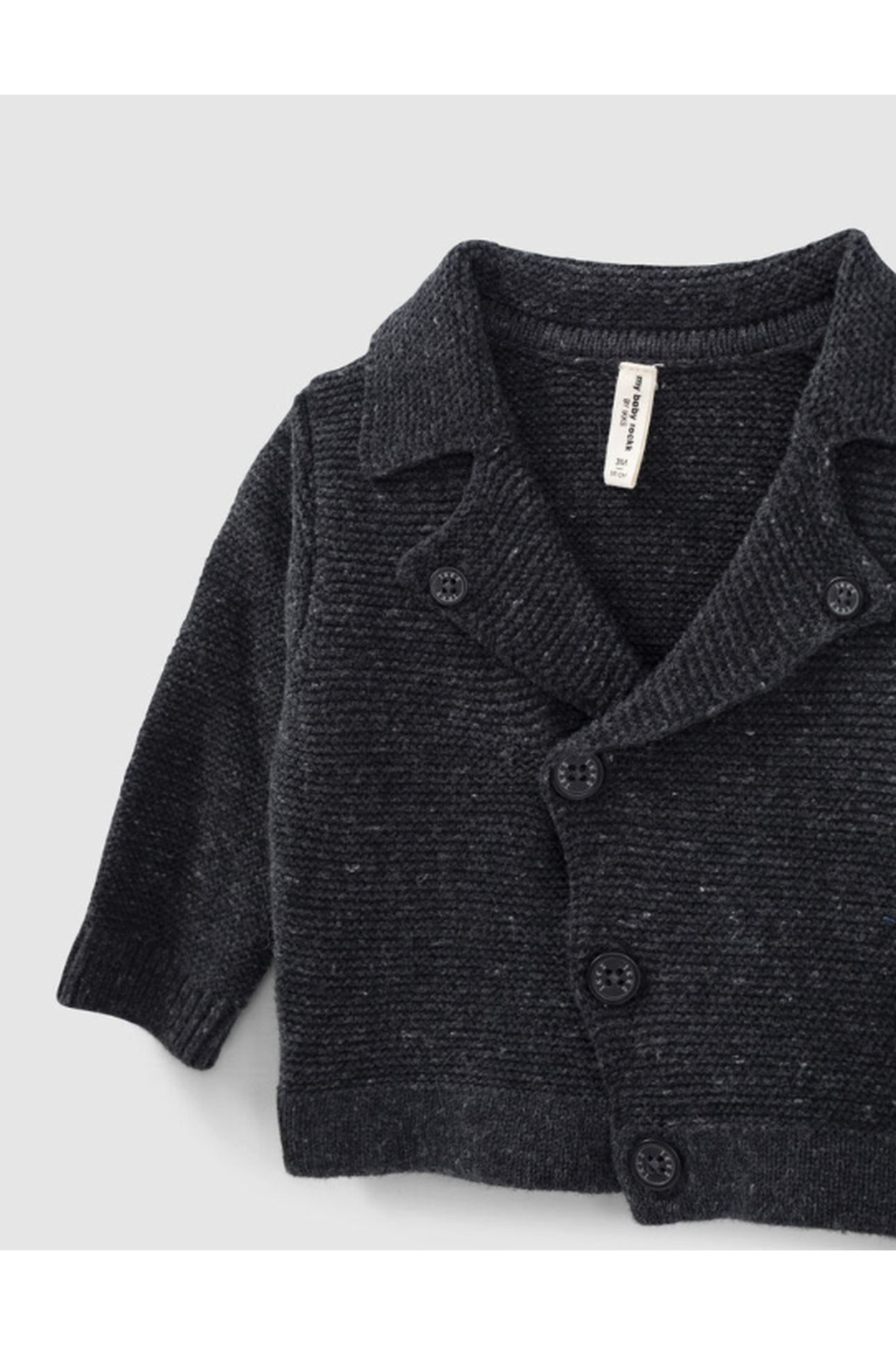 GREY HEATHER BIKER STYLE KNITTED ORGANIC COTTON BABY CARDIGA 5