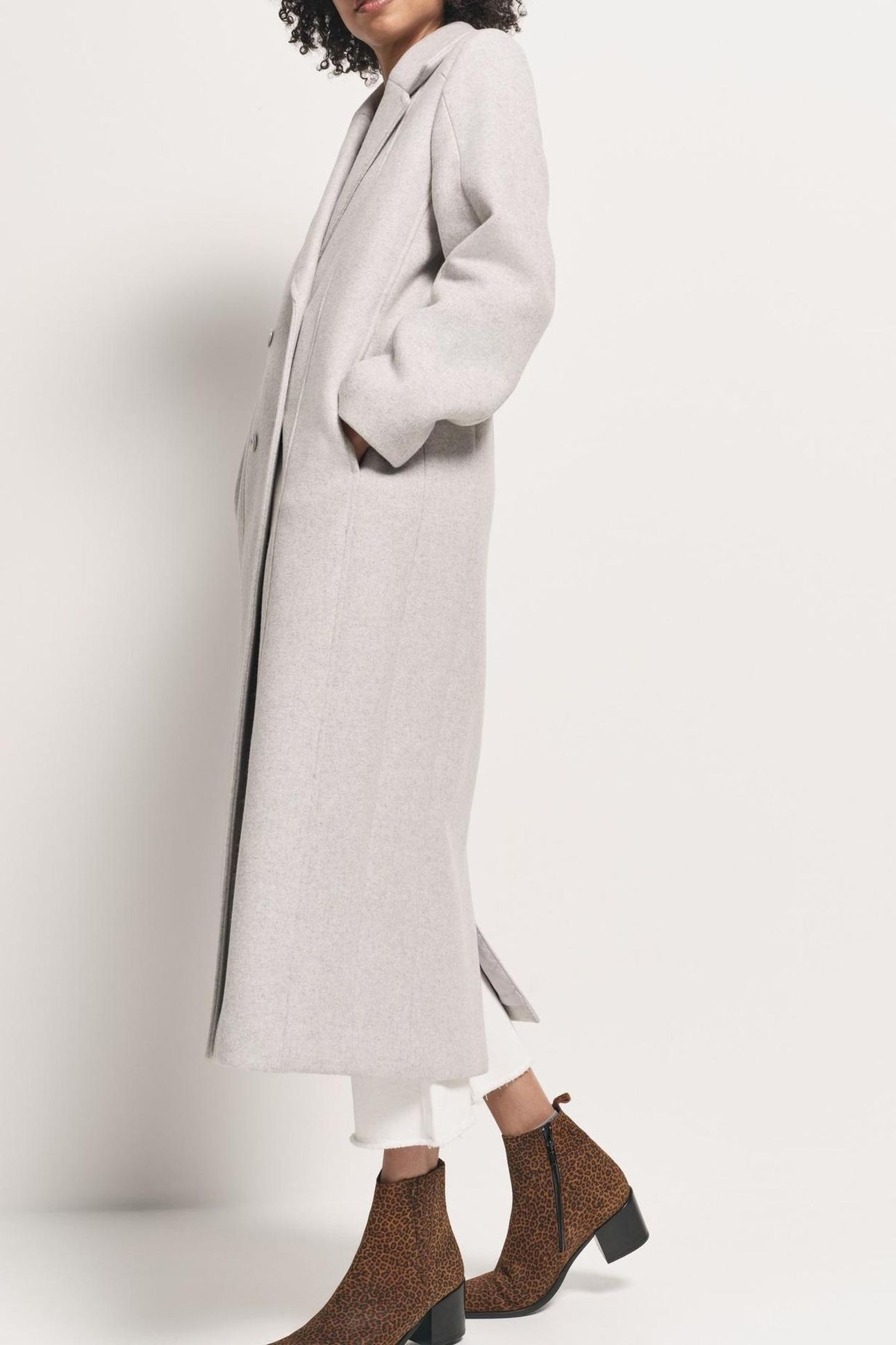 DWAIN - GREY DOUBLE-BREASTED BUTTONED LONG COAT 3
