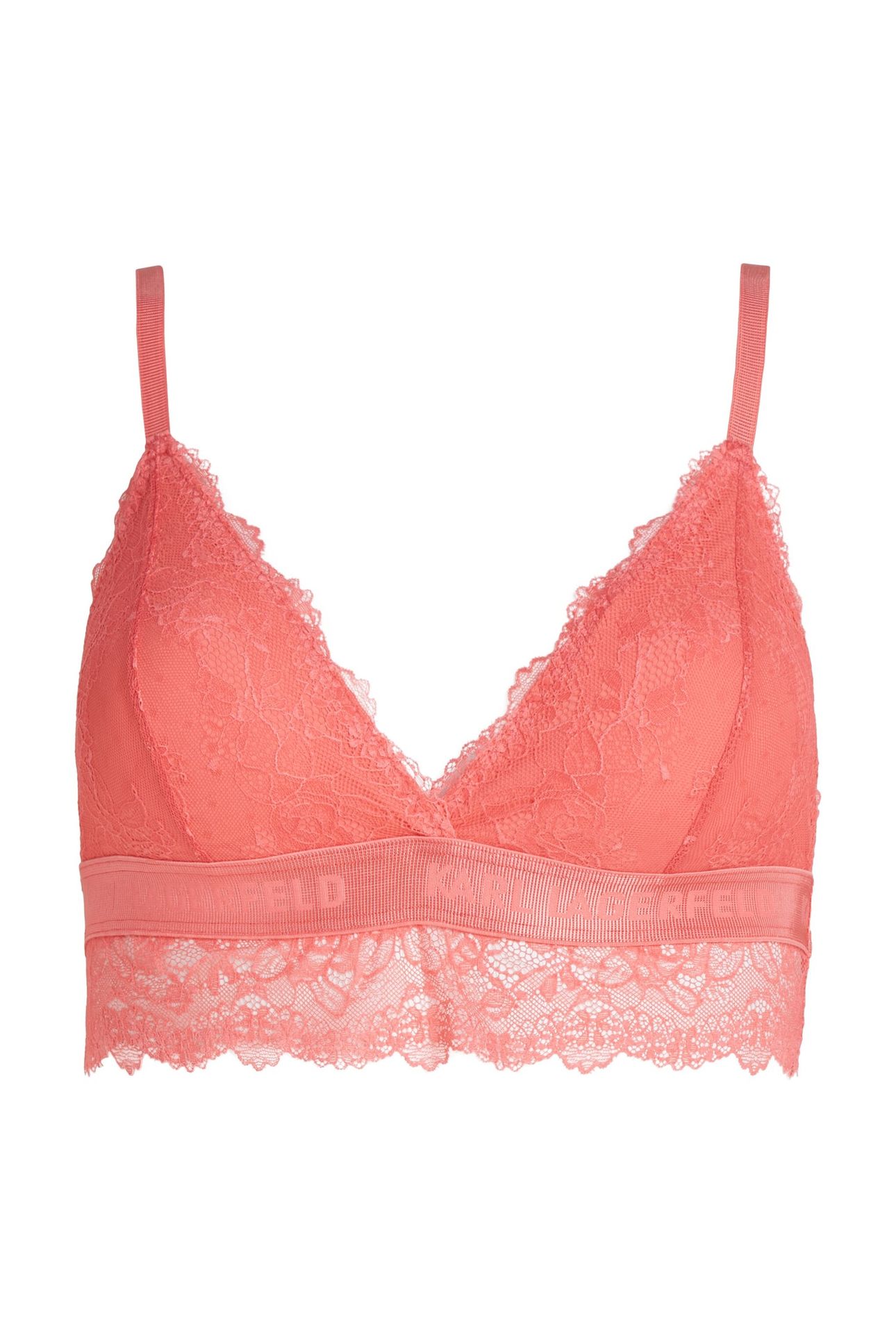 PADDED LONGLINE LACE BRA BRIGHT CORAL 4