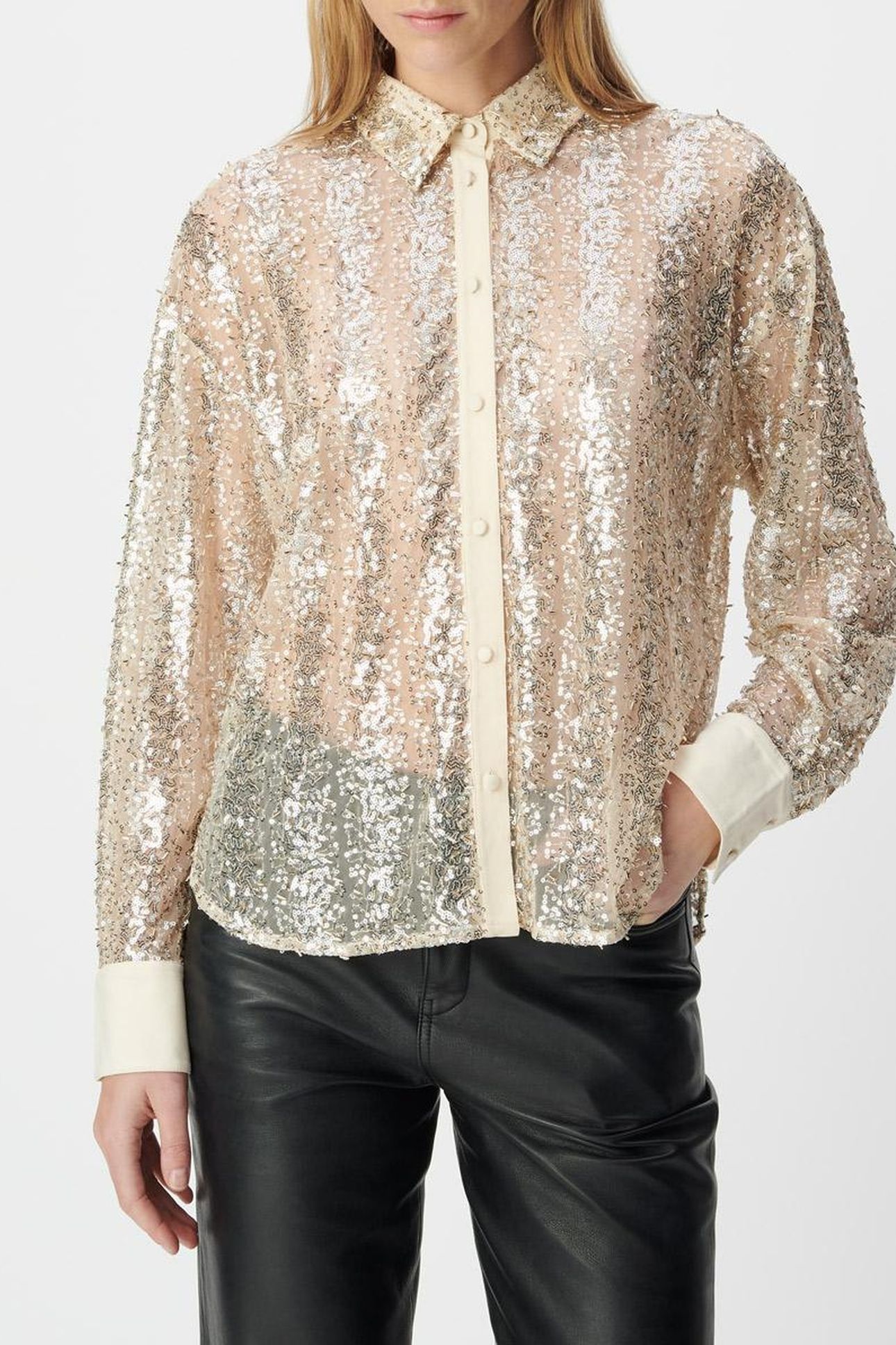 GOLD BEAD AND SEQUIN-EMBROIDERED SHIRT 1