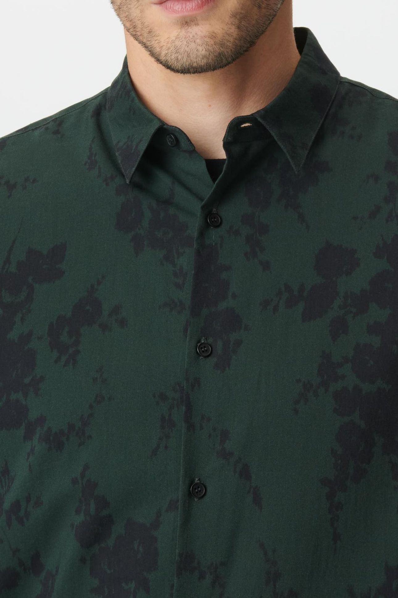 GREEN BLURRED FLORAL SLIM LONG-SLEEVED SHIRT 6
