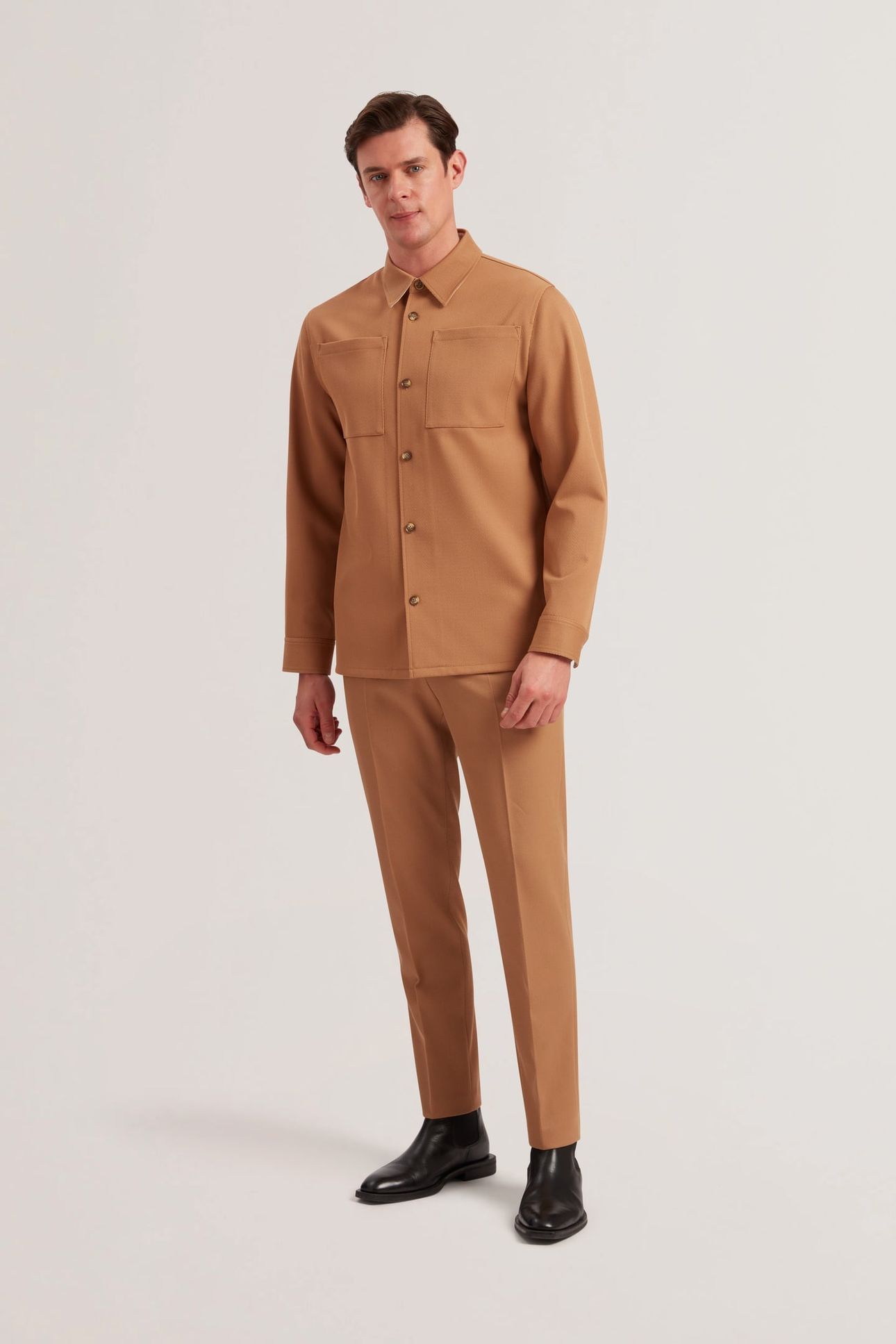 NALFANS LS WOOL BLEND TWILL OVER SHIRT TAN 4