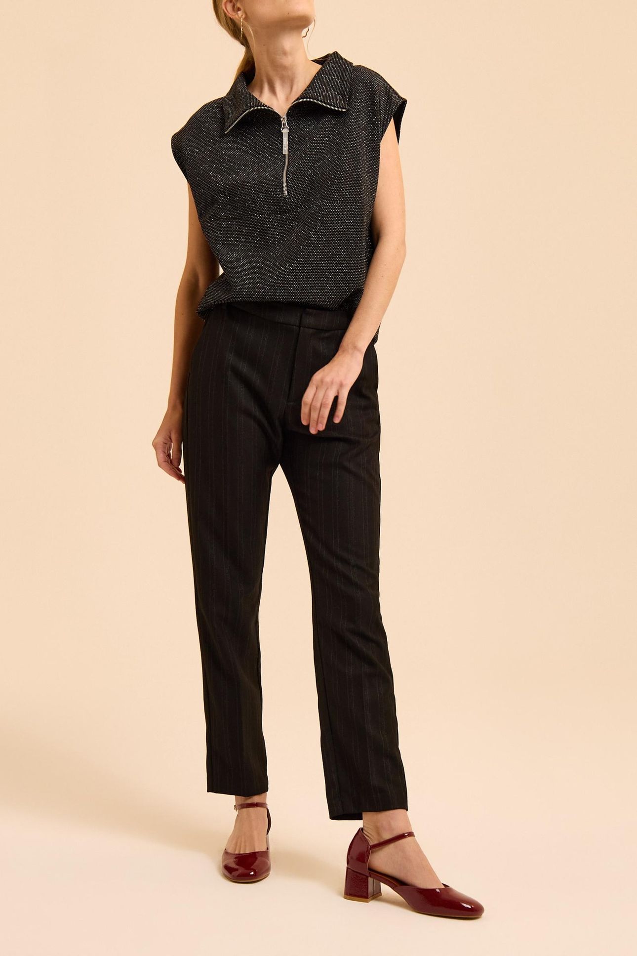 BLACK STRIPED SUIT TROUSERS LAURENCE 3