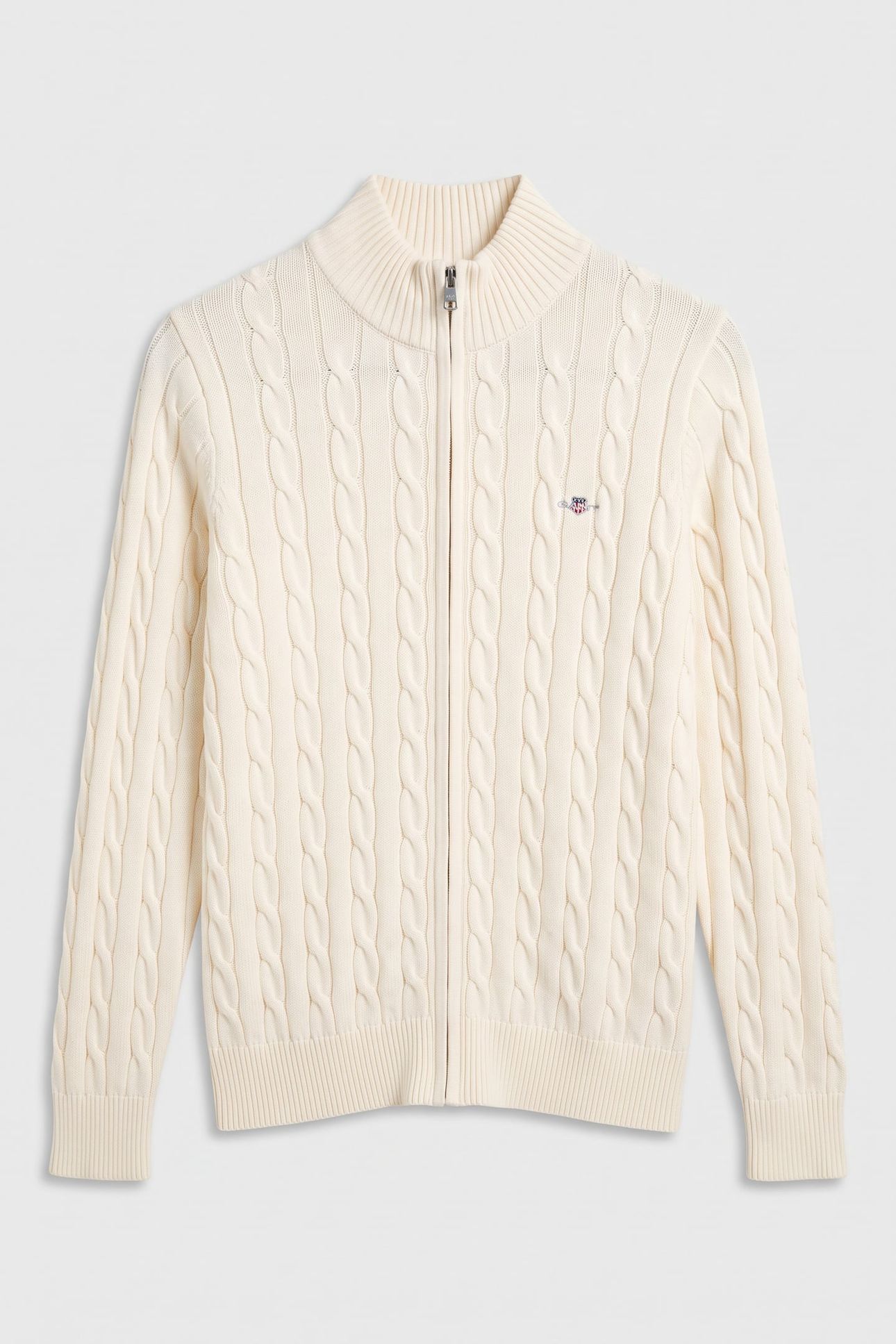 TEEN UNISEX COTTON CABLE FULL ZIP CARDIGAN CREAM 2