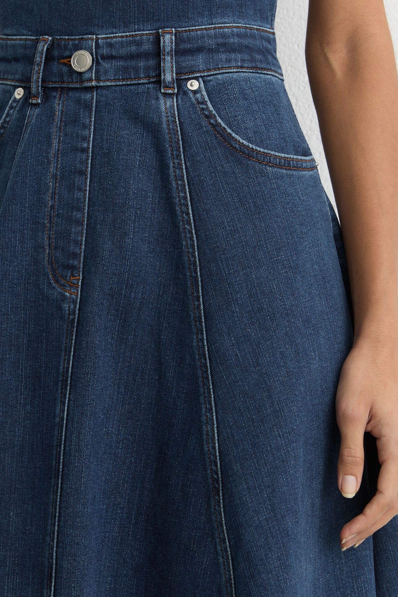 WAISTED DENIM MIDI DRESS INDIGO BLUE 7
