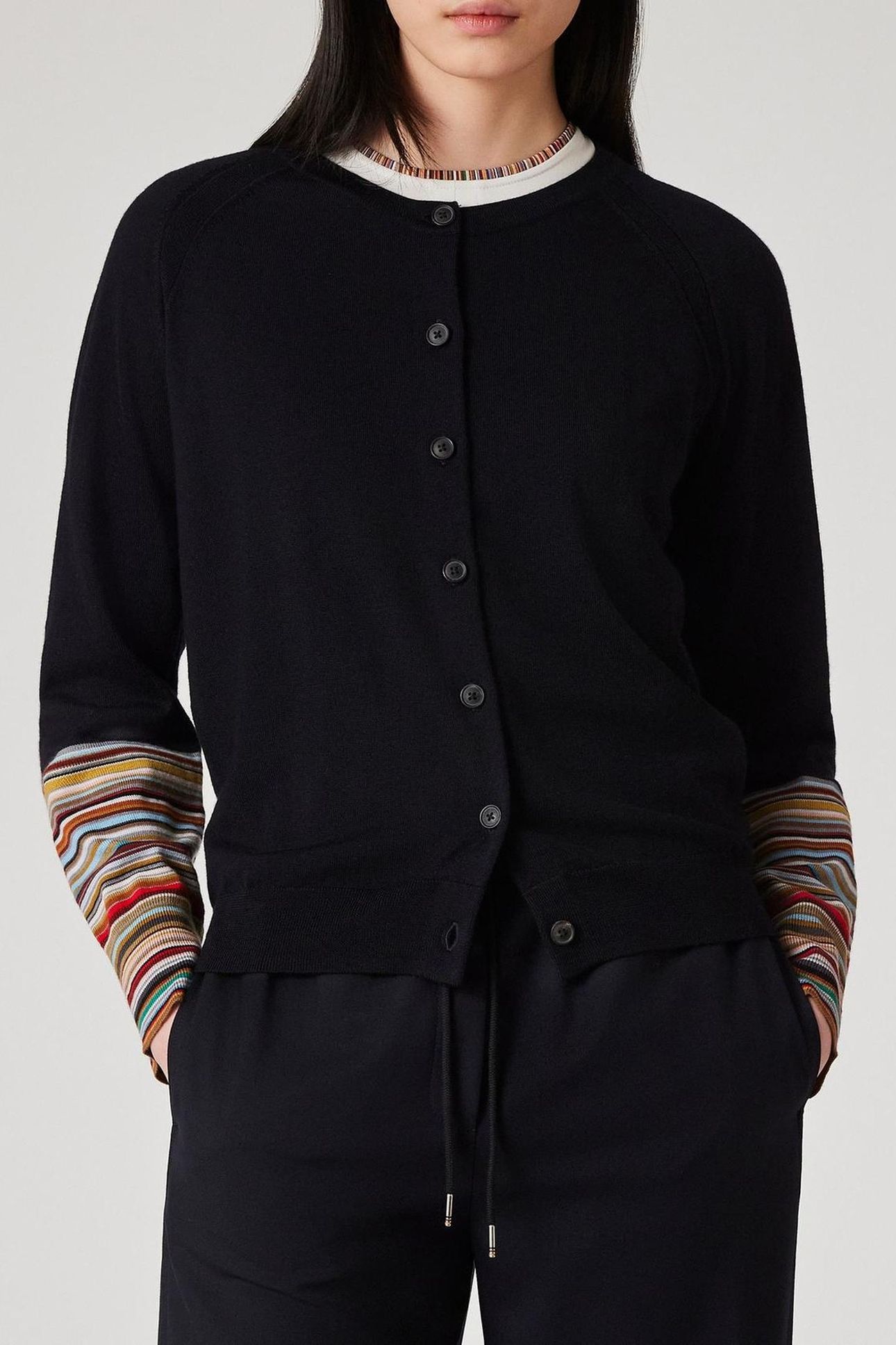 WOMENS KNITTED CARDIGAN BUTTON THRU VERY DARK NAVY 1