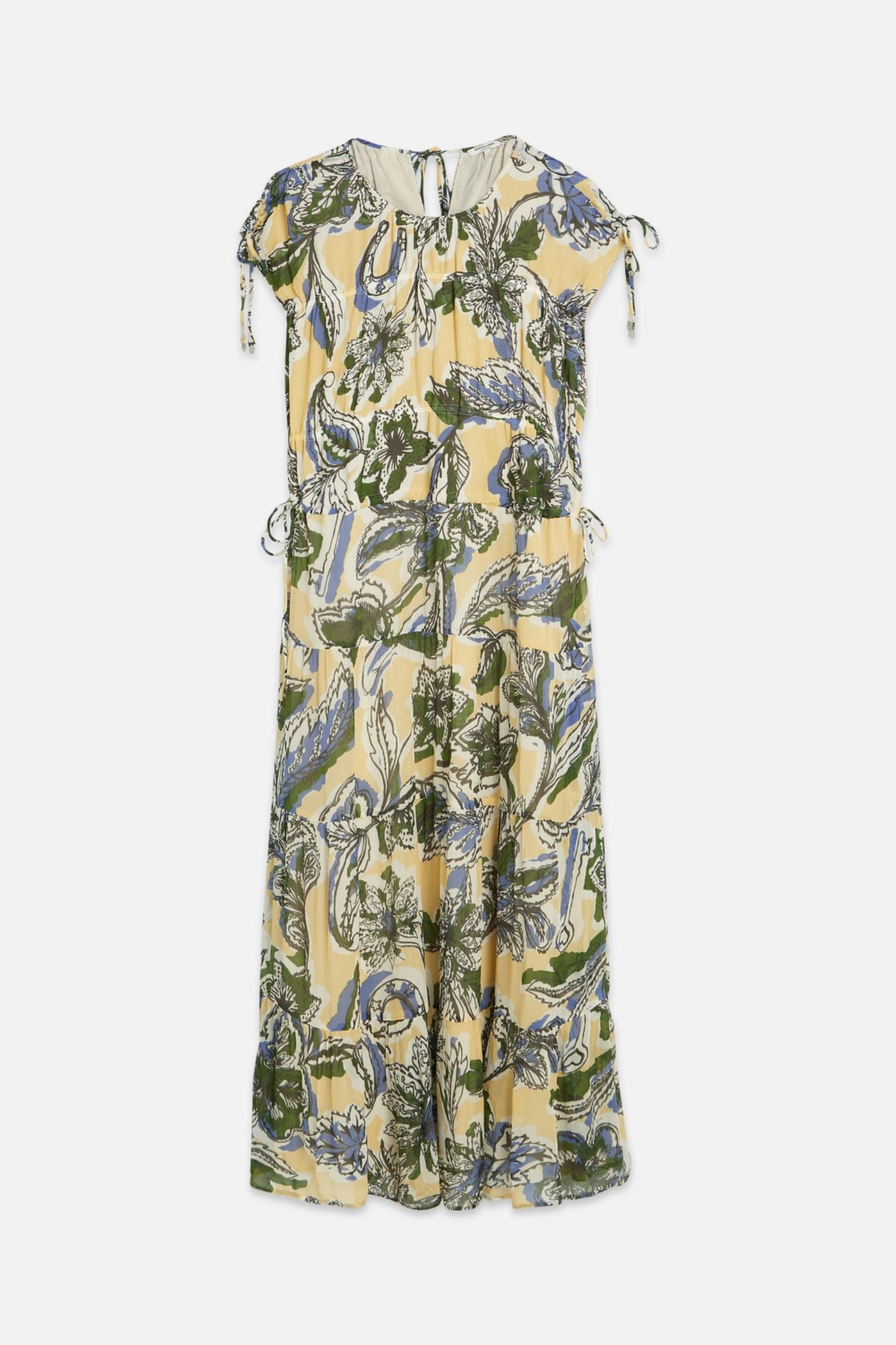 TIERED PRINTED CHIFFON MIDI DRESS LUCKY BANDANA MULTI PARSNI 5
