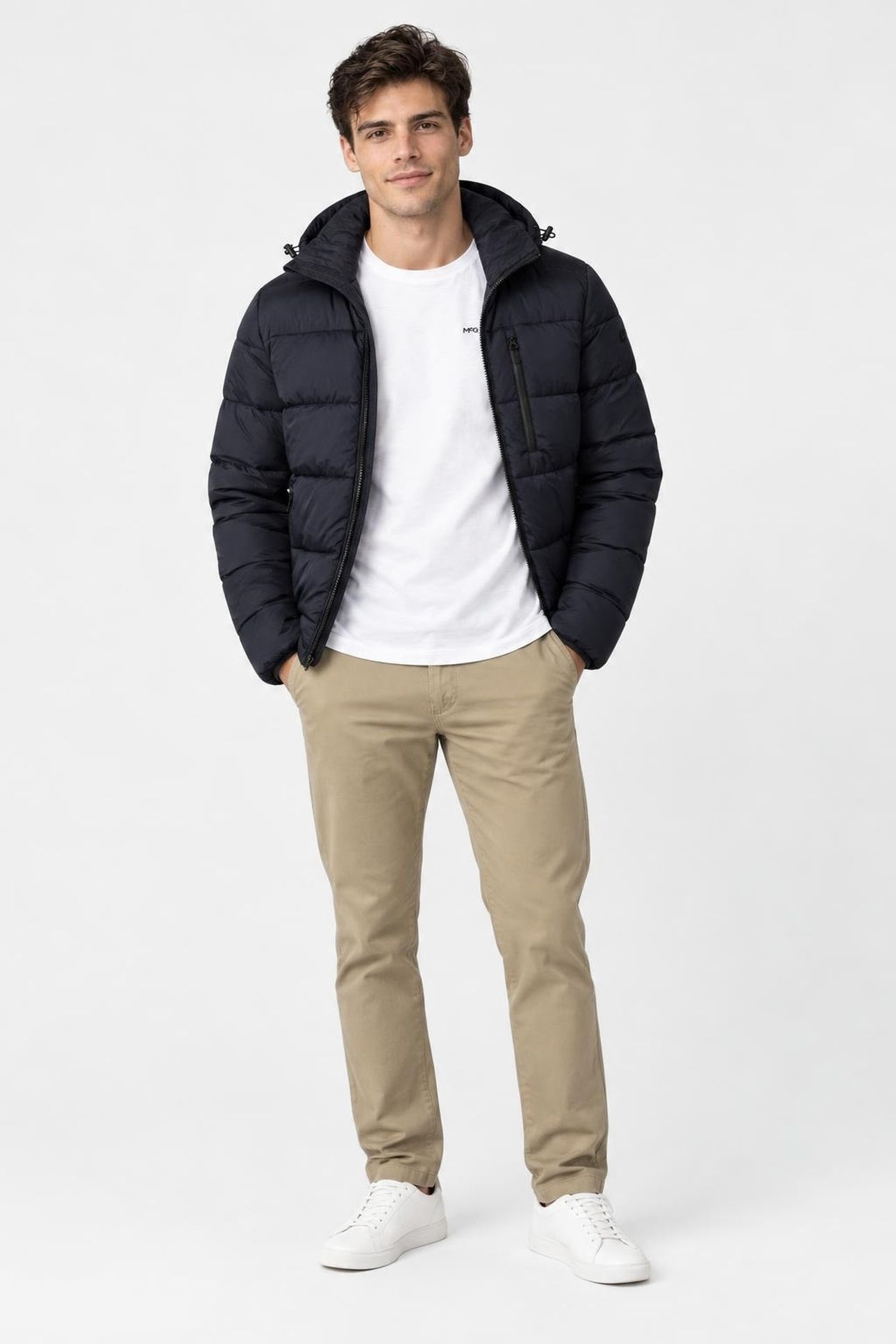 HOODED BOMBER JACKET NAVY 2