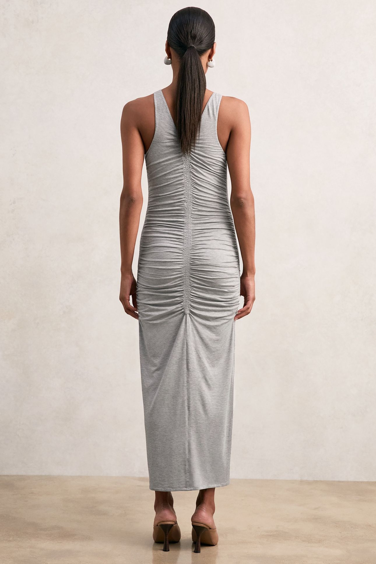 RUCHED GREY JERSEY DRESS GREY 3