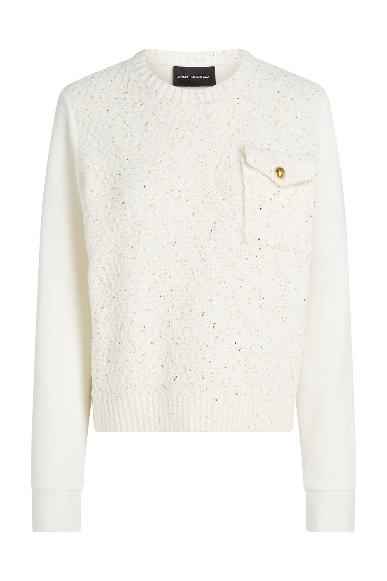BOUCLE KNIT MIX SWEATSHIRT CANNOLI CREAM 4