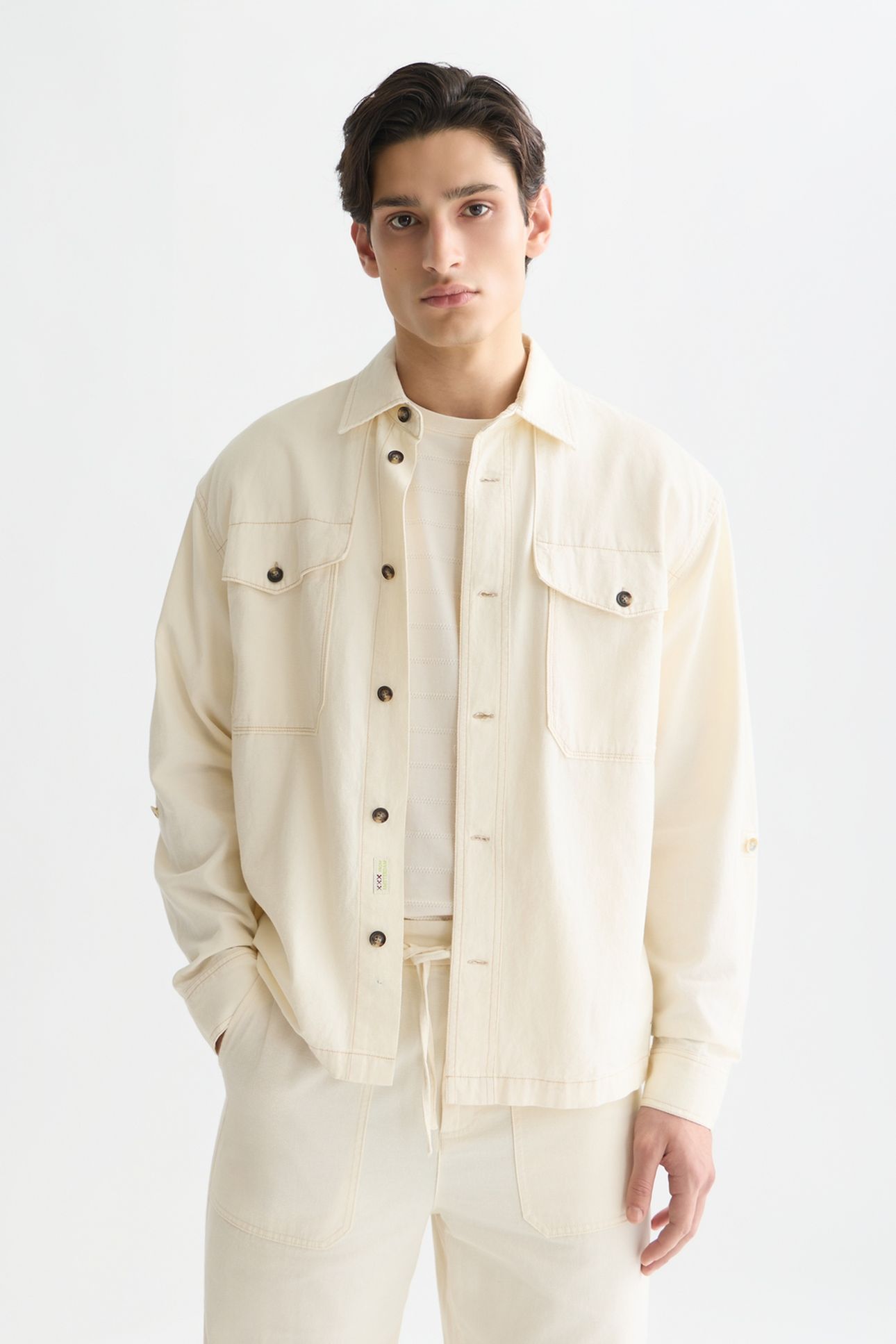 COTTONLINEN OVERSHIRT LIGHT BEIGE 1