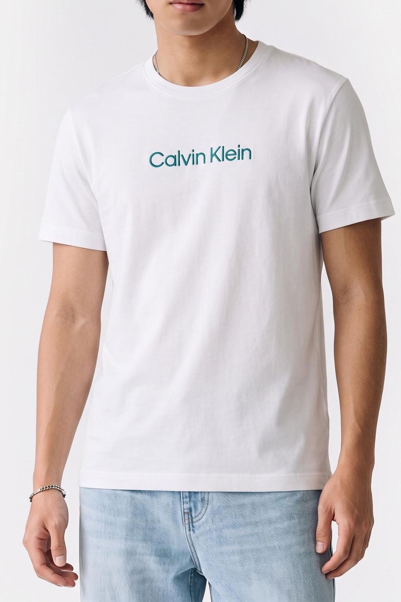 S/S CREW NECK CLASSIC WHITE W/DEEP LAGOON LOGO 1
