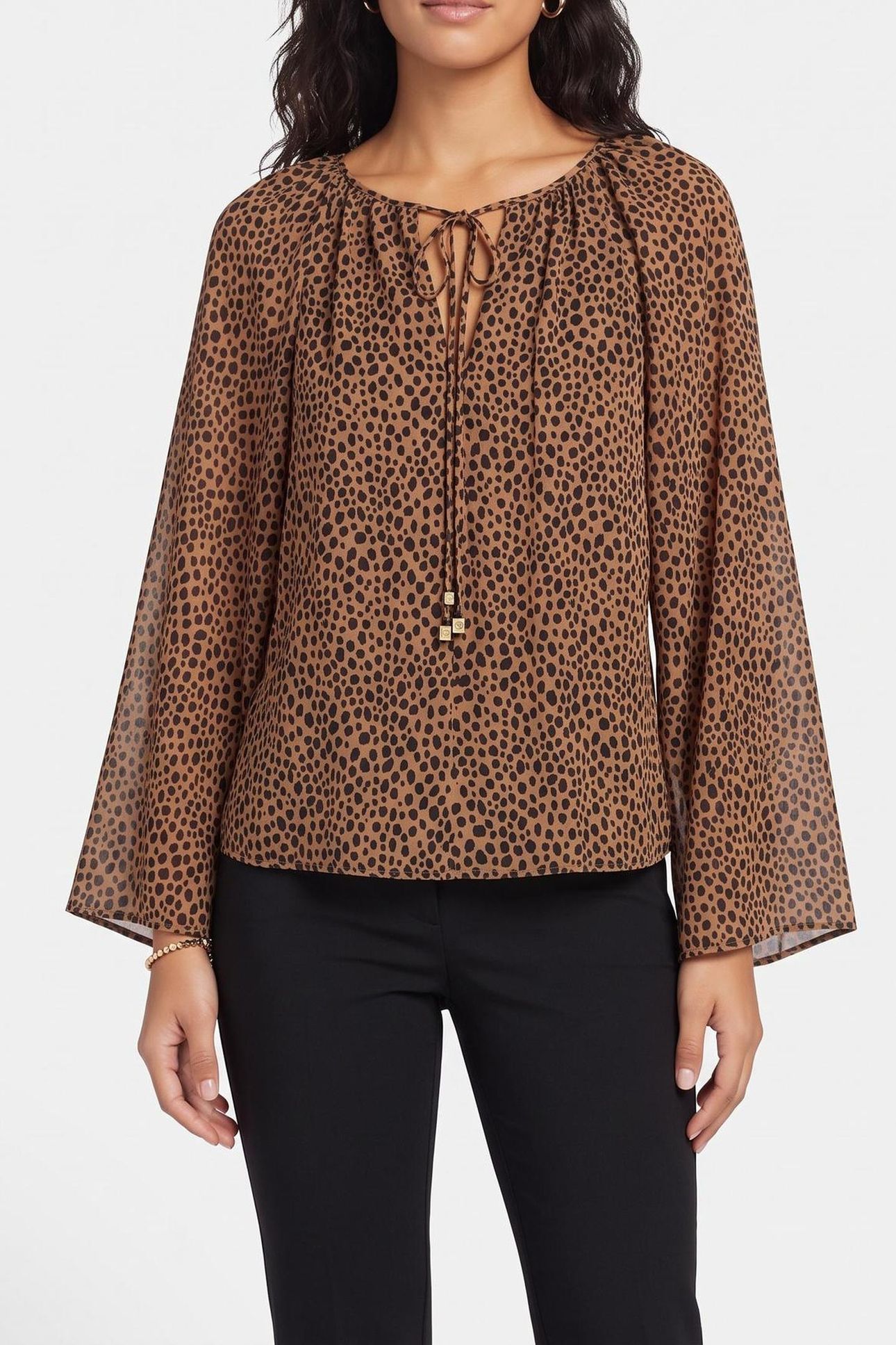 CHEETAH V NECK TOP CAFE 1