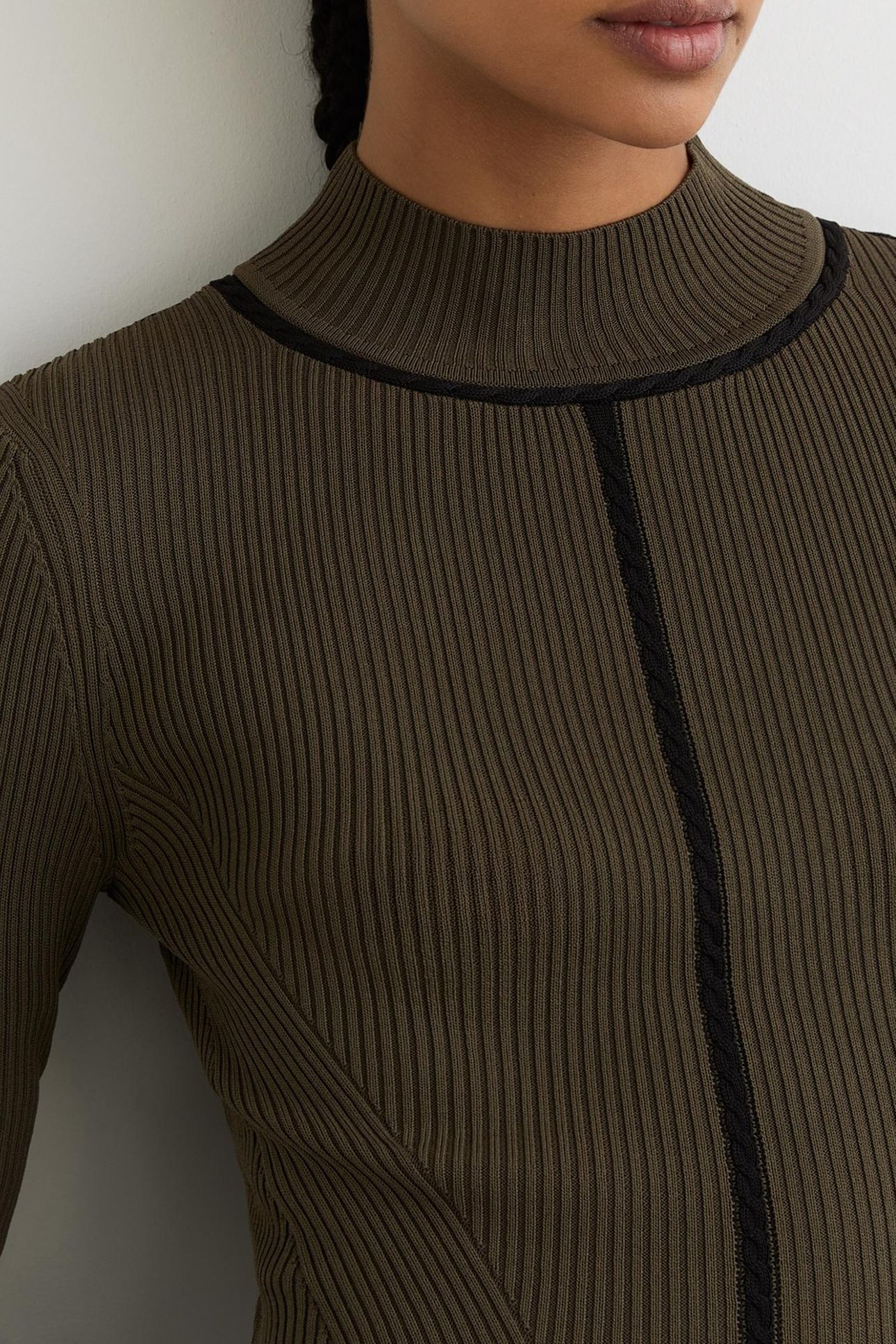 KNITTED MIDI DRESS KHAKI GREEN 5