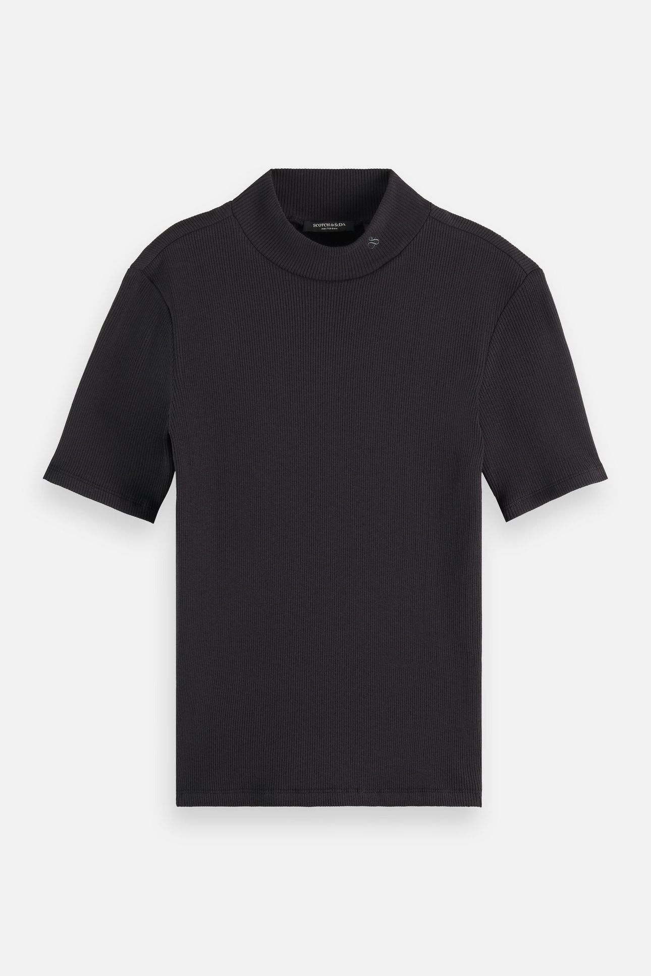 MOCK NECK RIB T-SHIRT BLACK 4