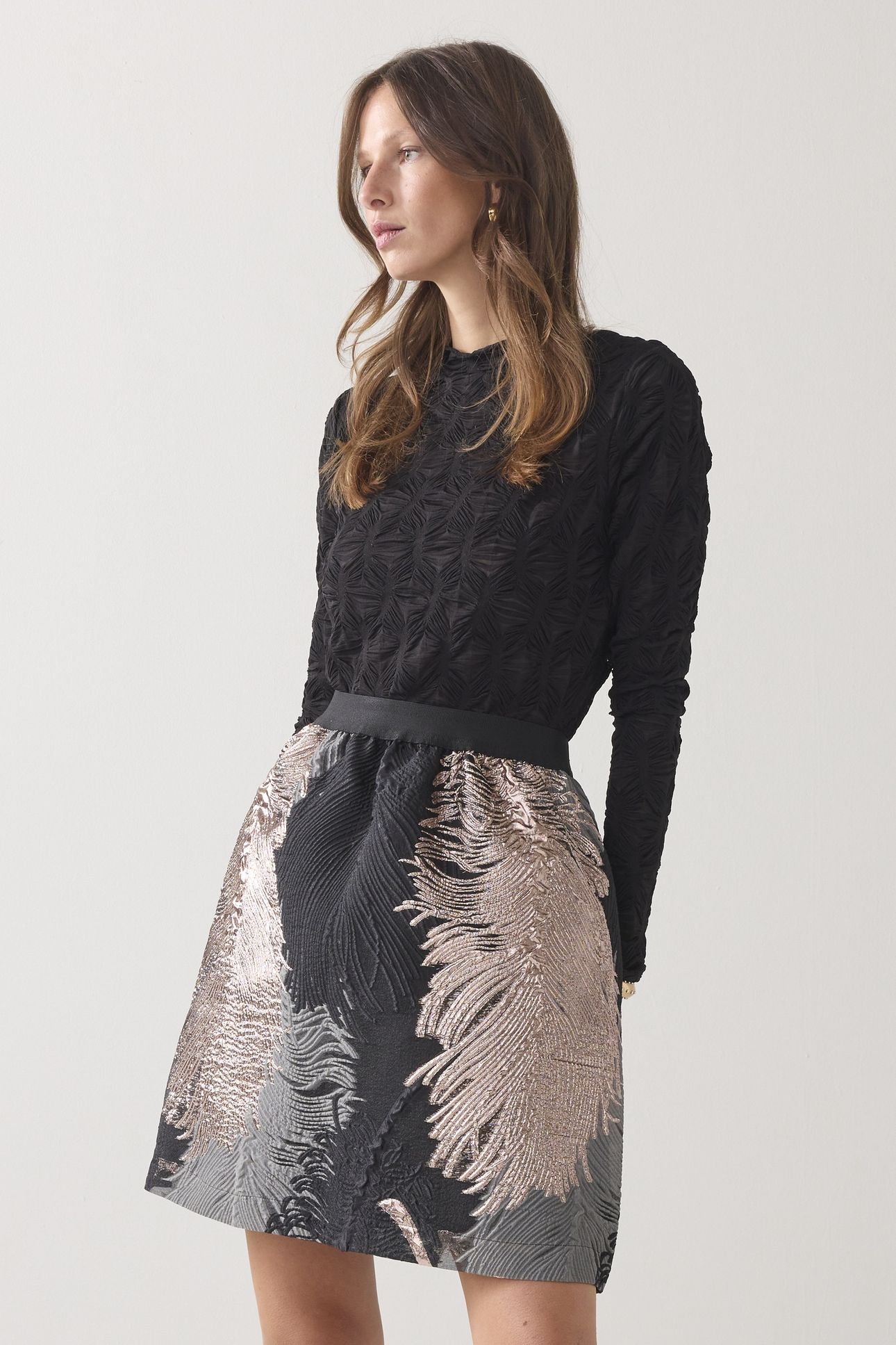 SKIRT LEAVES JACQUARD PRINTS 1