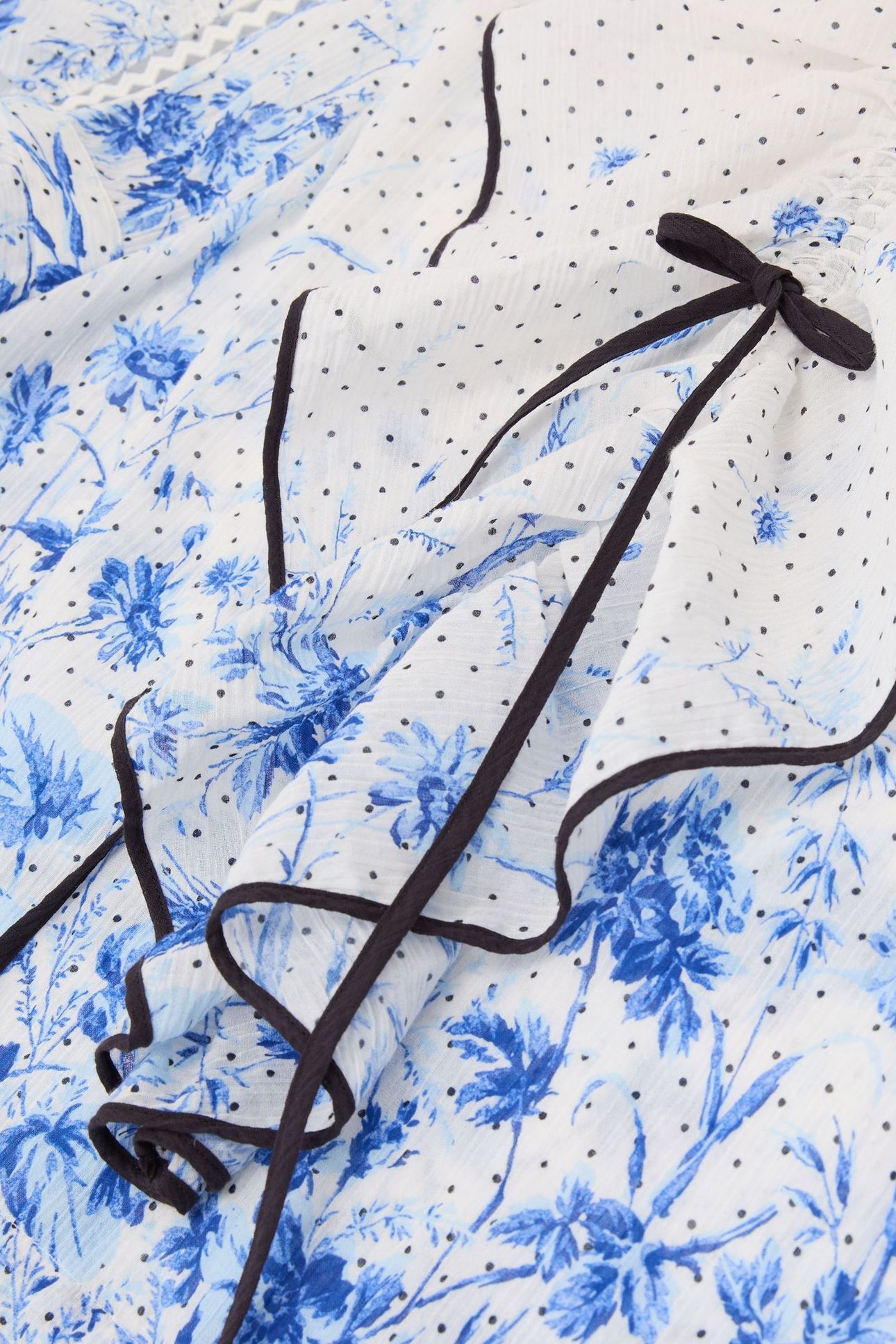 RUFFLE PRINTED BLOUSE IVORY/BLUE 6
