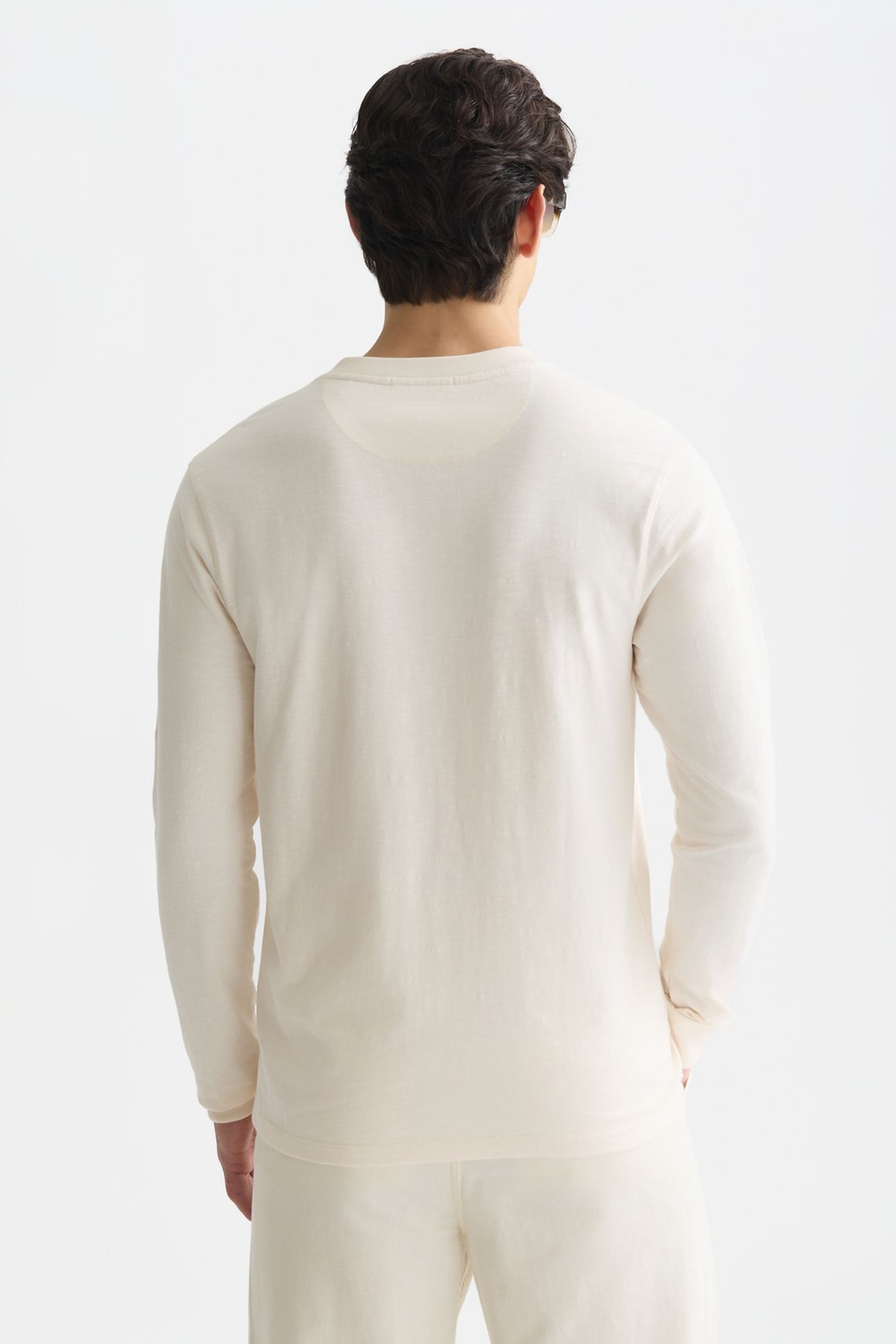 HENLEY SLUB YARN REGULARFIT LONGSLEEVED TSHIRT LIGHT BEIGE 2