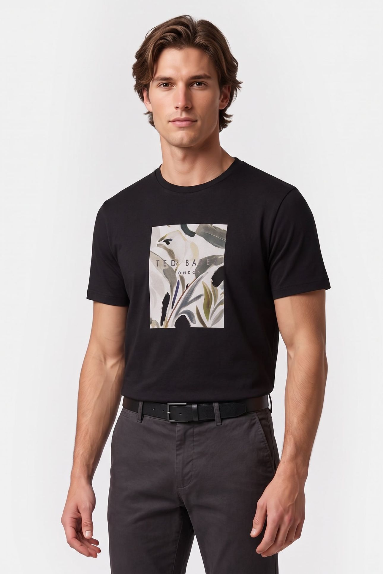 JUSTINO SS BOX PRINT GRAPHIC T SHIRT BLACK 1