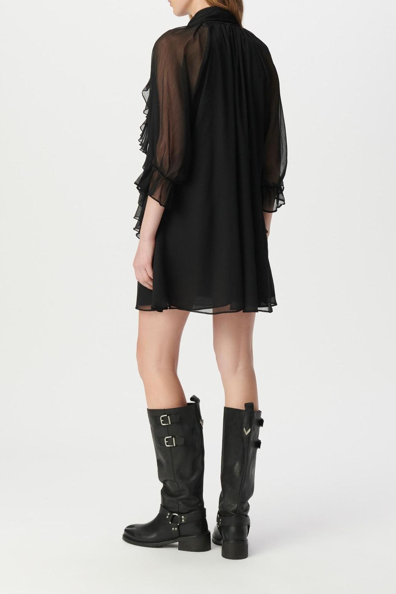 BLACK RUFFLED EVENING DRESS 2