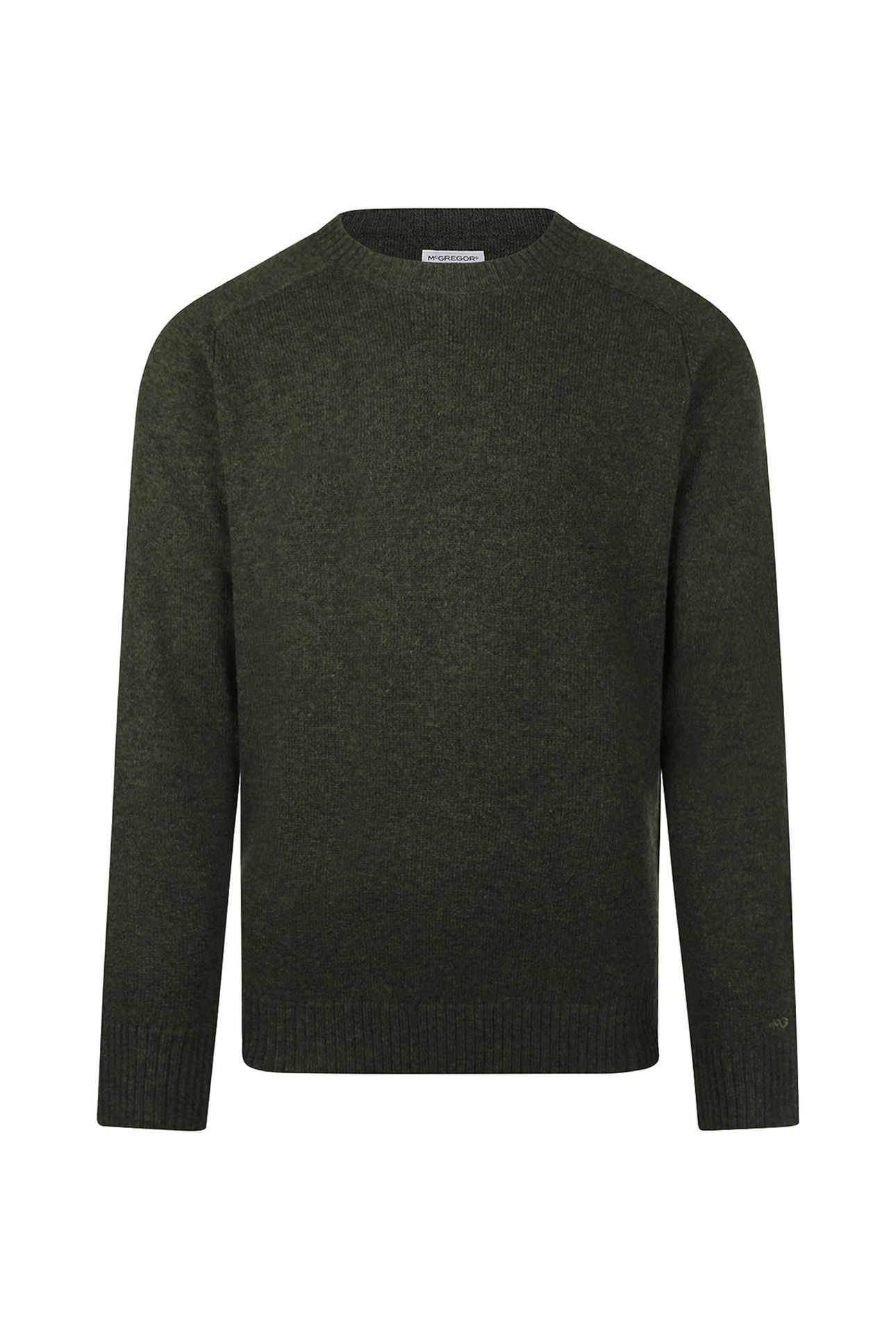 LAMBSWOOL CREW NECK SWEATER DARK OLIVE 2