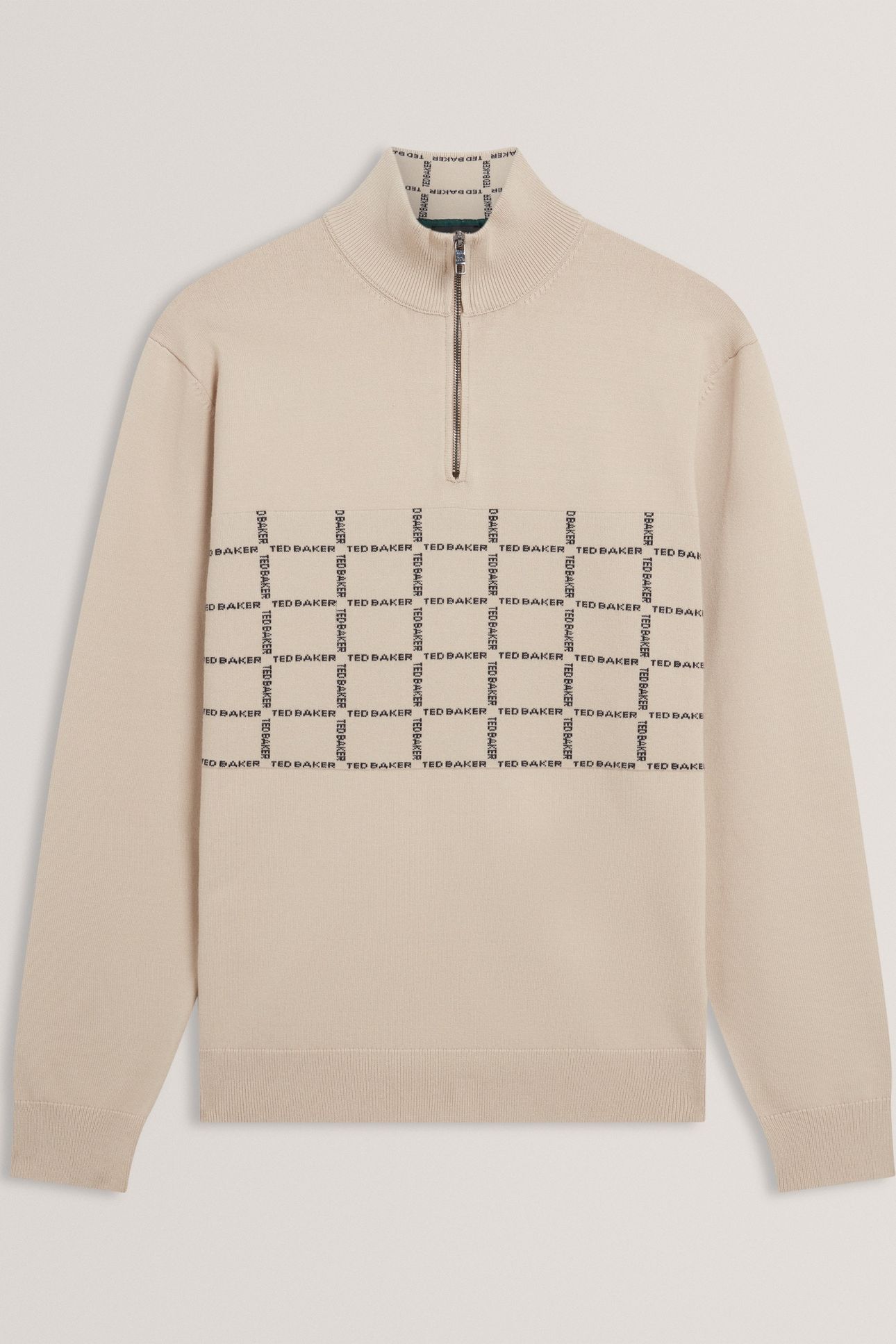 LS BRANDED CHECK HALF ZIP TAUPE 4