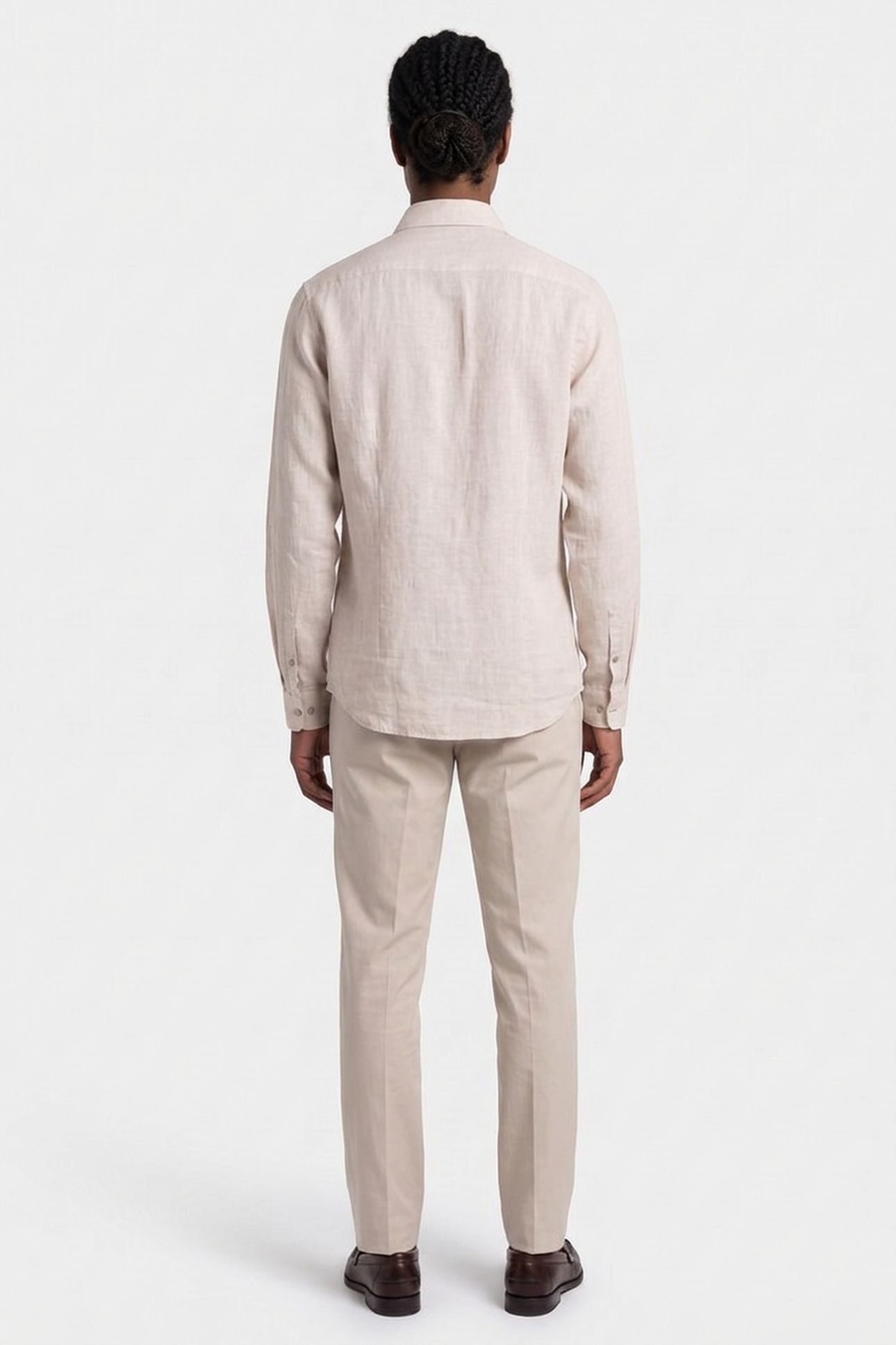 LINEN SOLID SLIM SHIRT STONY BEIGE 2